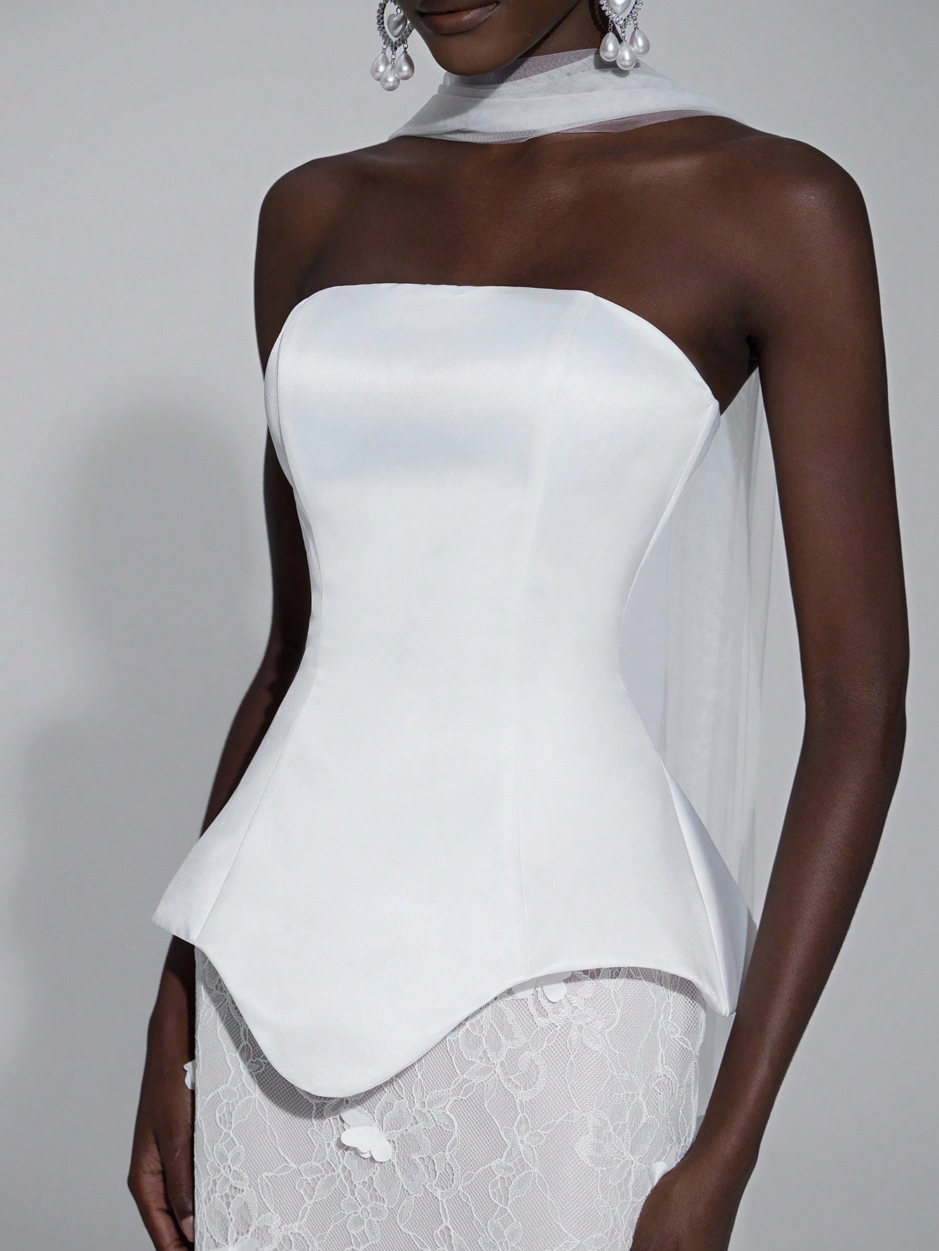 Elitara Robe de mariée blanche élégante et chic pour dîner formel d'automne, jupe sirène — vue 6