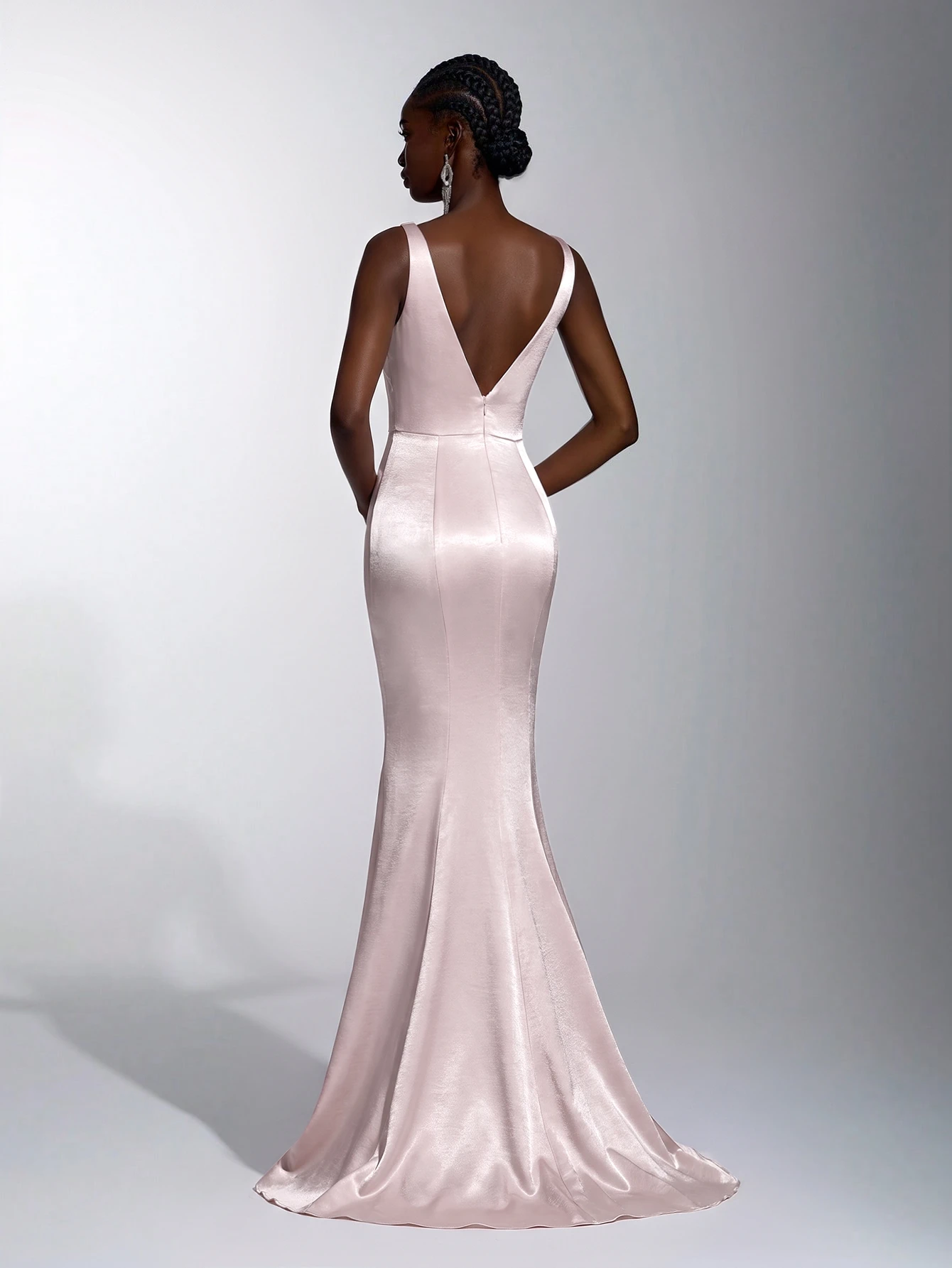 Elitara Robe de soirée élégante et romantique à la mode et décente, en satin abricot, — vue 9
