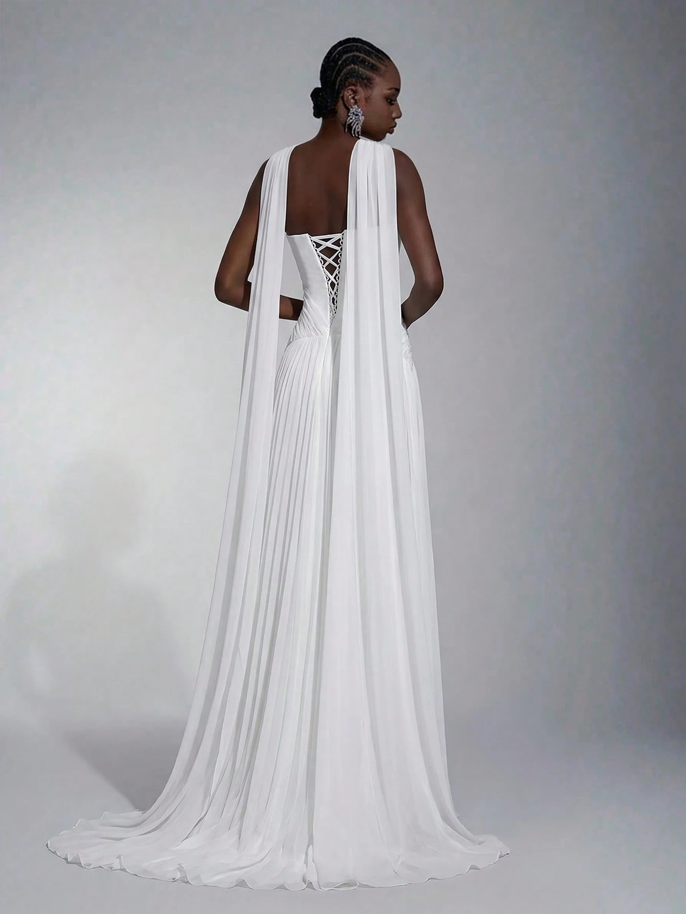 Elitara Robe en mousseline élégante avec décoration plissée, jupe longue froncée sans — vue 6
