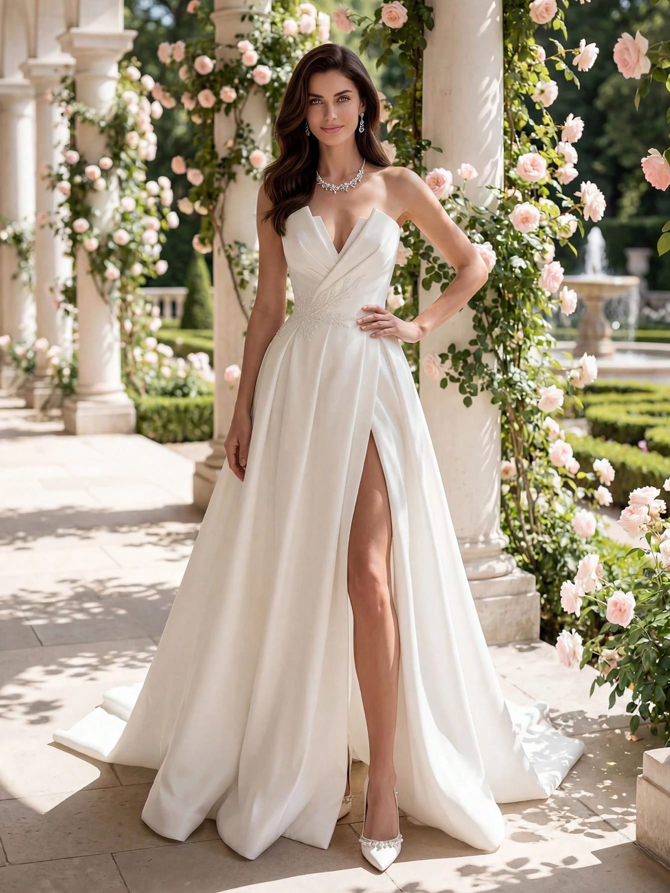 Elasola HEARBOBO Robe de mariée sans bretelles brodée magnifique, élégante robe longue