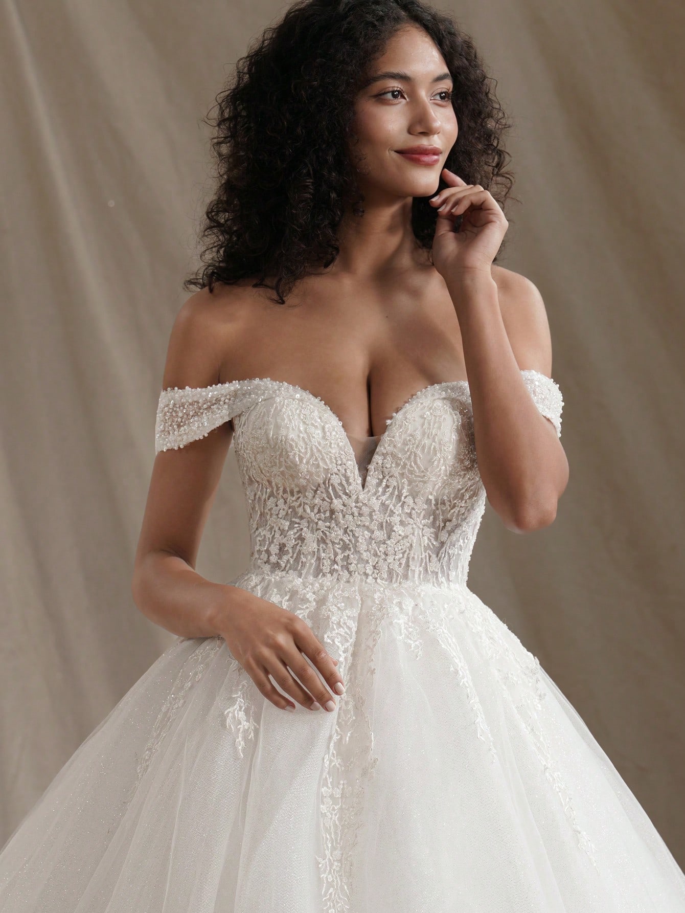 Robe de mariée princesse scintillante, bustier moulant sans manches avec perles, robe de — vue 3