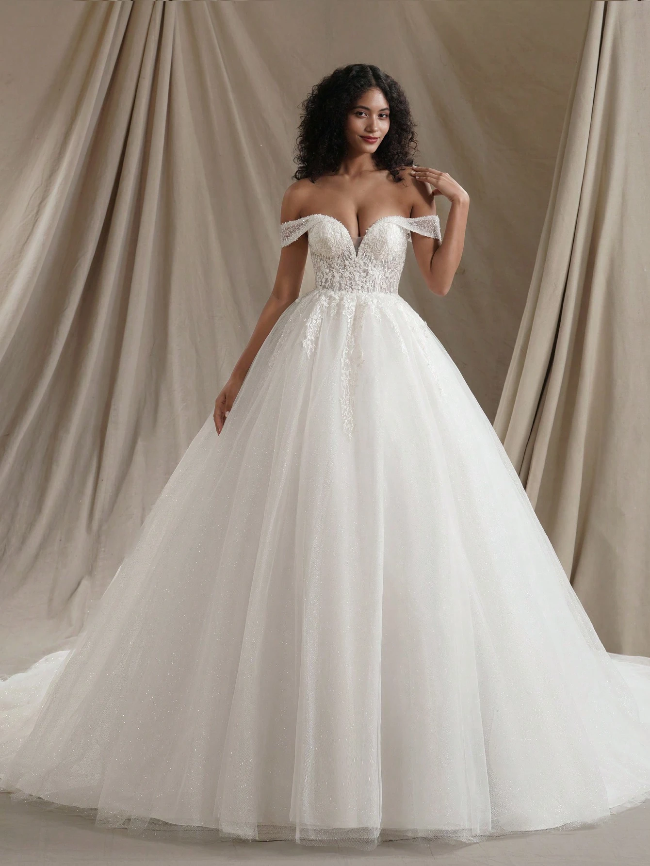 Robe de mariée princesse scintillante, bustier moulant sans manches avec perles, robe de — vue 2