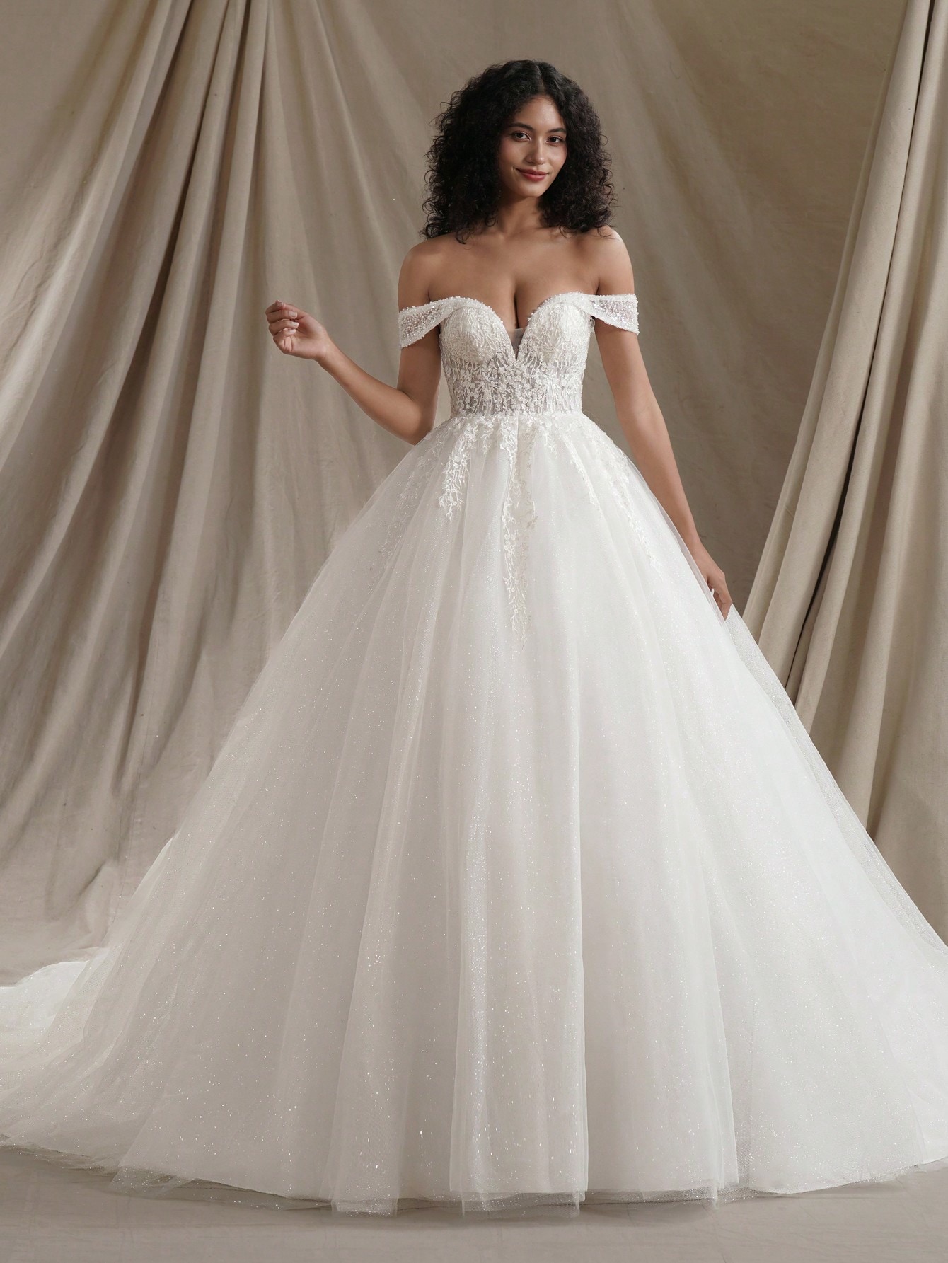Robe de mariée princesse scintillante, bustier moulant sans manches avec perles, robe de — vue 6