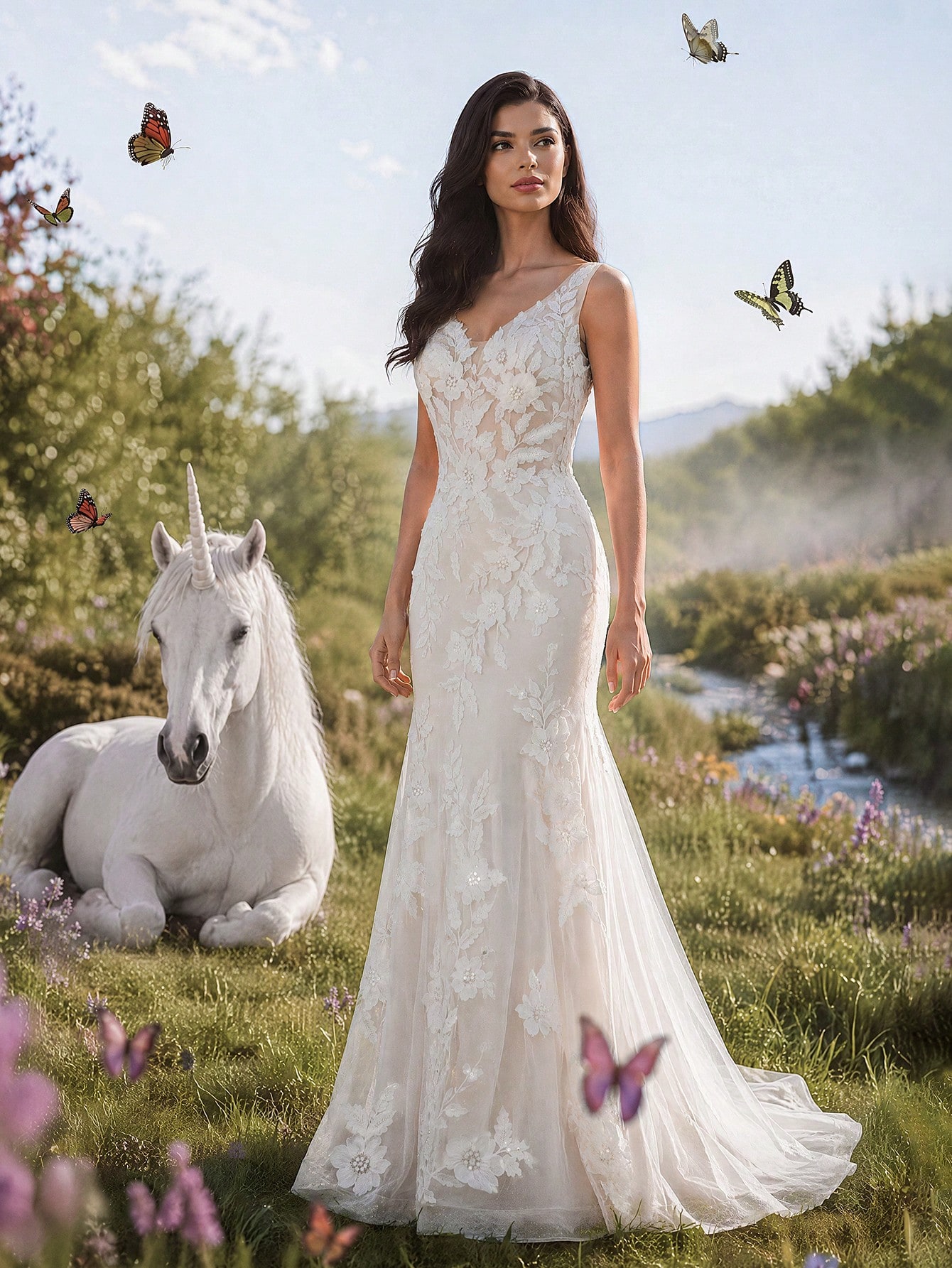 Elasola Robe de mariée sans manches à col V profond d'inspiration vintage, choix parfait — vue 3
