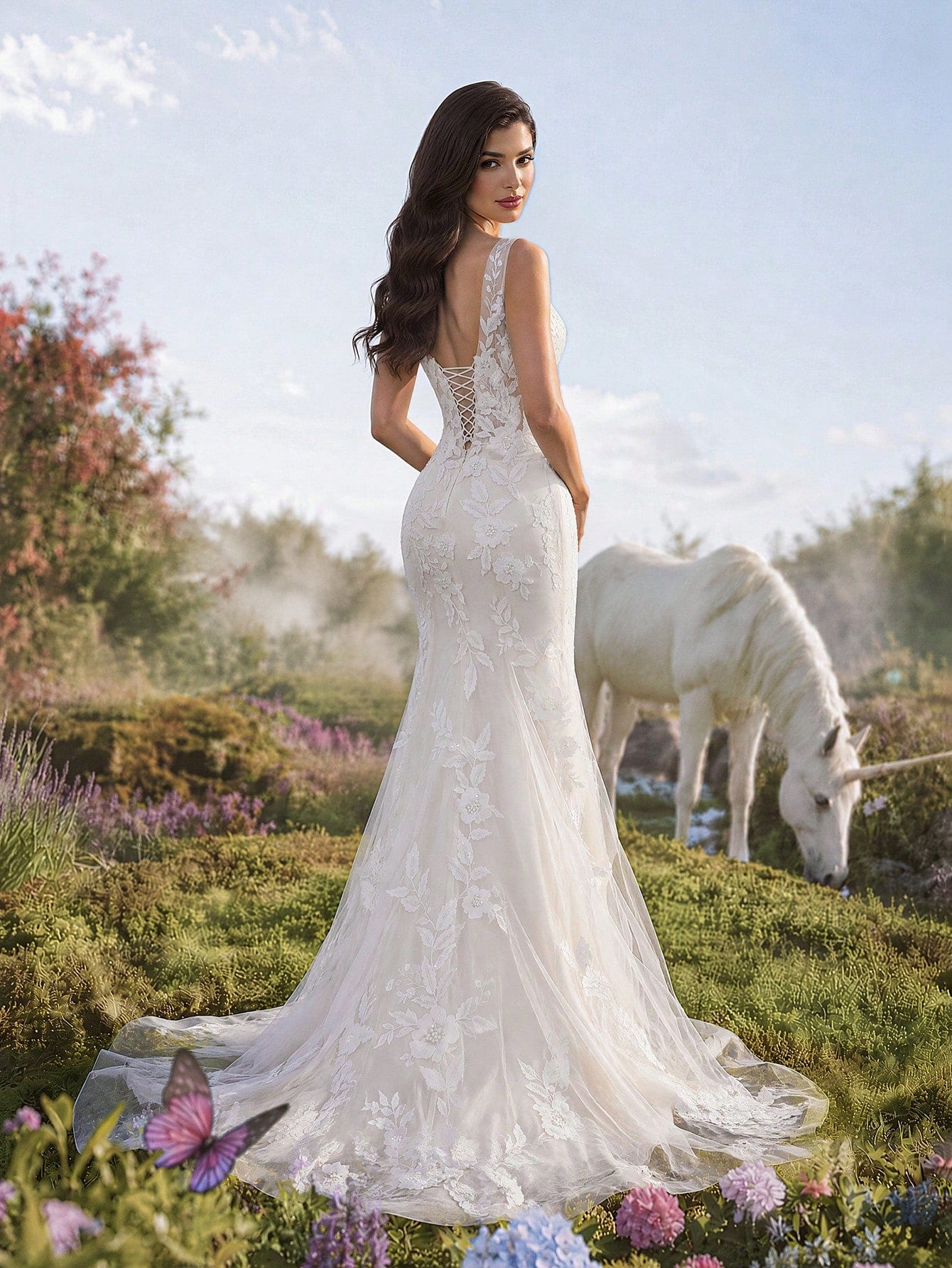 Elasola Robe de mariée sans manches à col V profond d'inspiration vintage, choix parfait