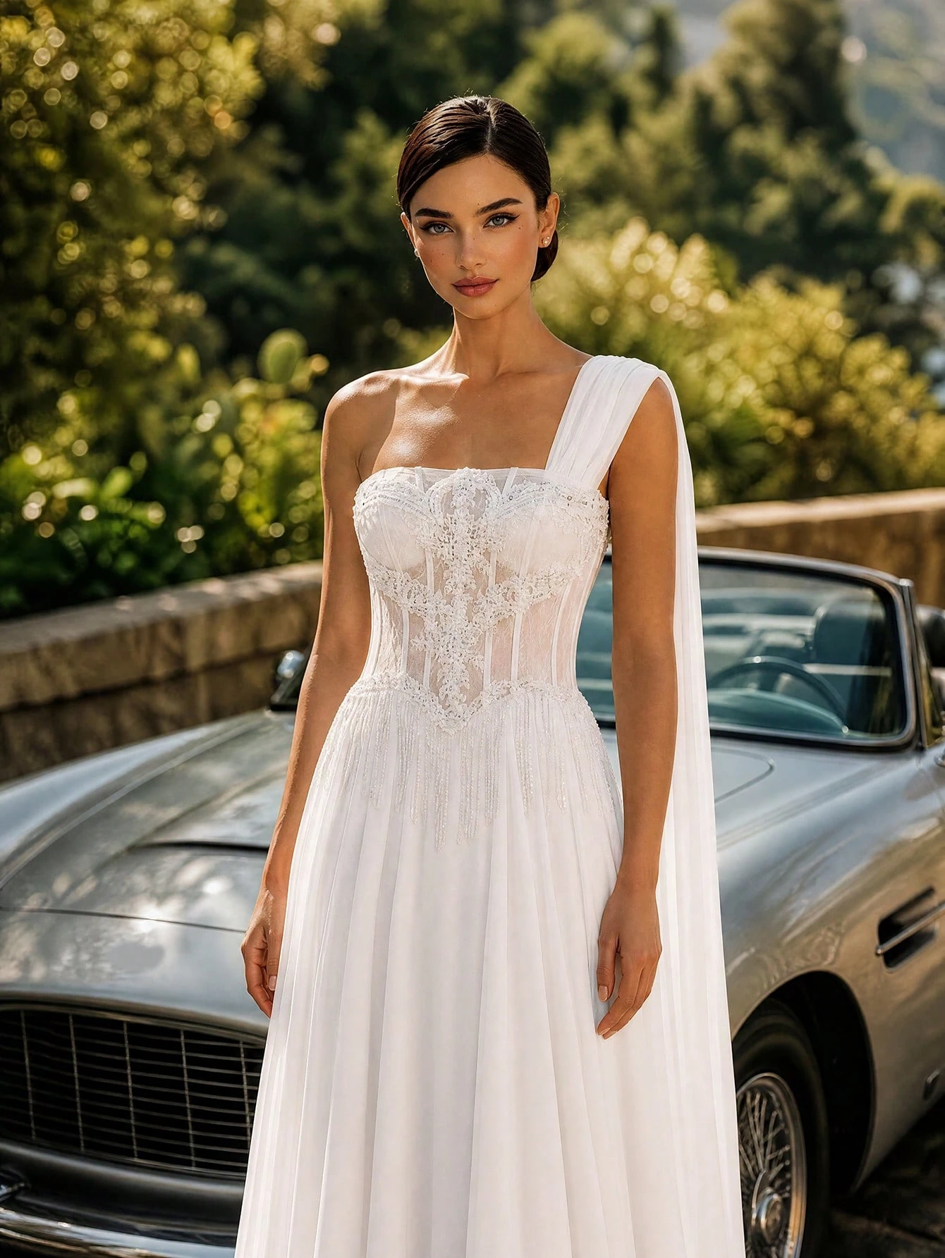 HEARBOBO Robe de mariée romantique à épaules dénudées avec broderie exquise de paillettes — vue 3