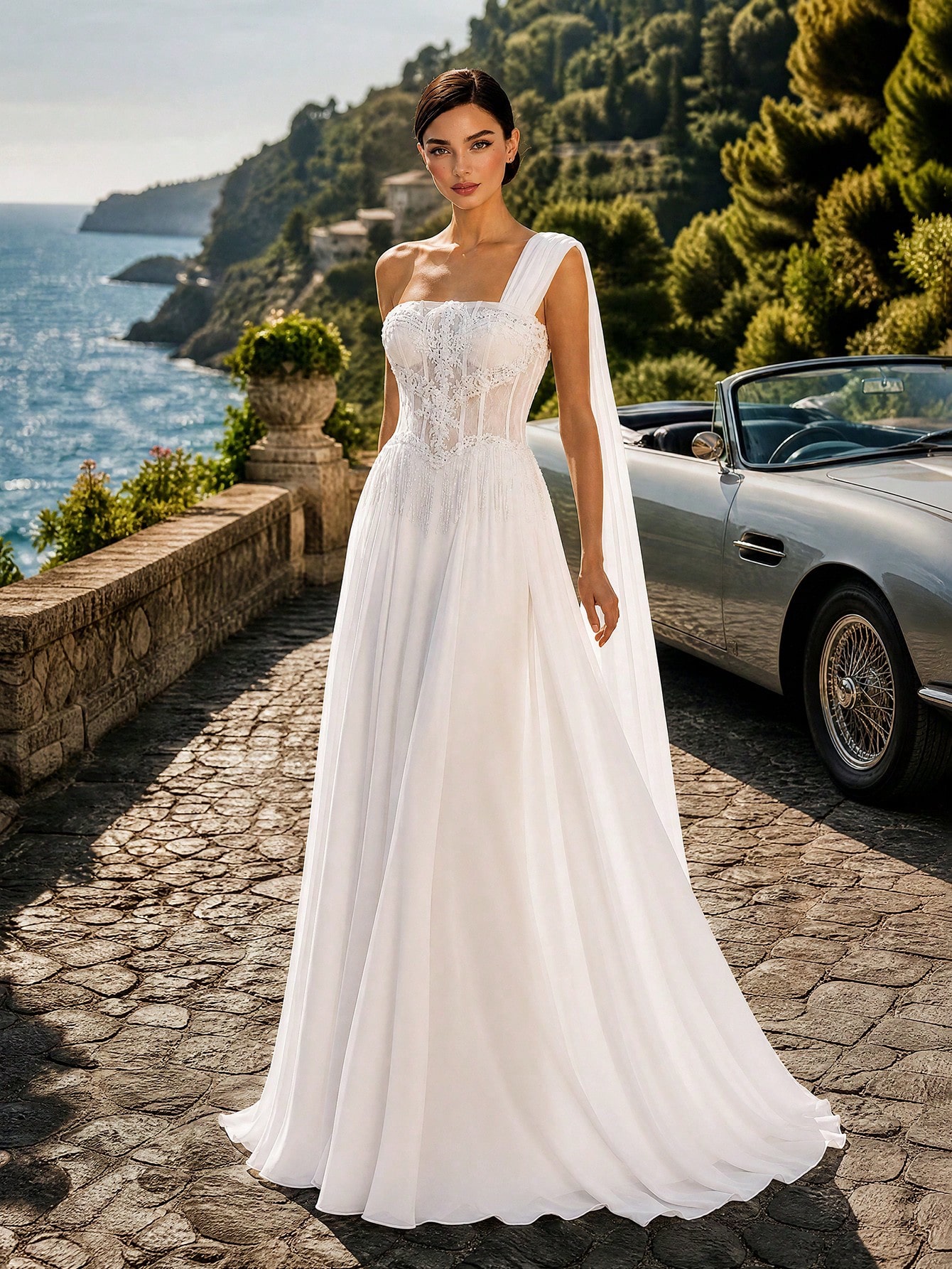 HEARBOBO Robe de mariée romantique à épaules dénudées avec broderie exquise de paillettes — vue 4