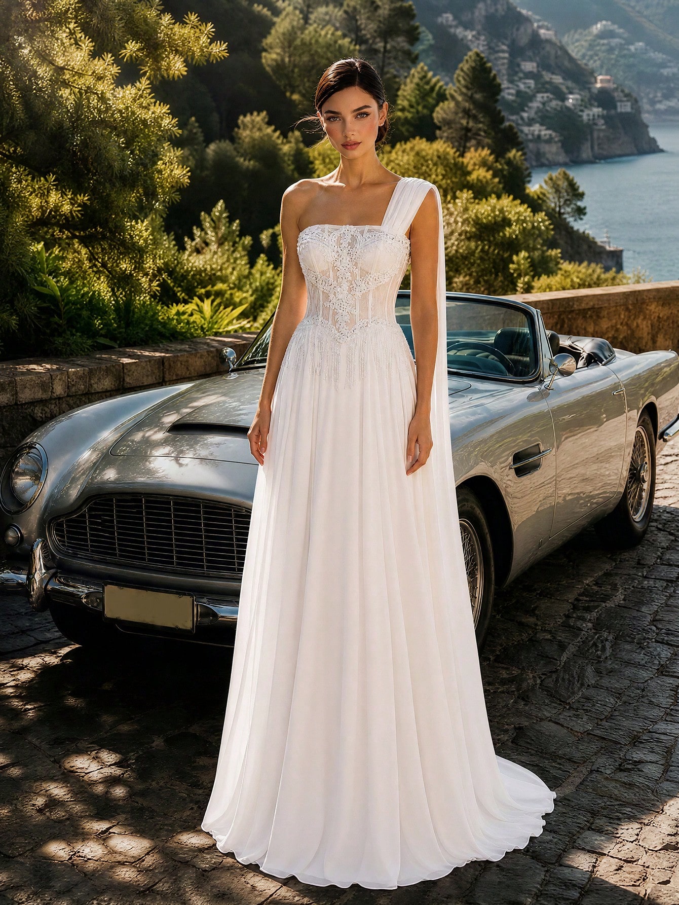 HEARBOBO Robe de mariée romantique à épaules dénudées avec broderie exquise de paillettes — vue 6