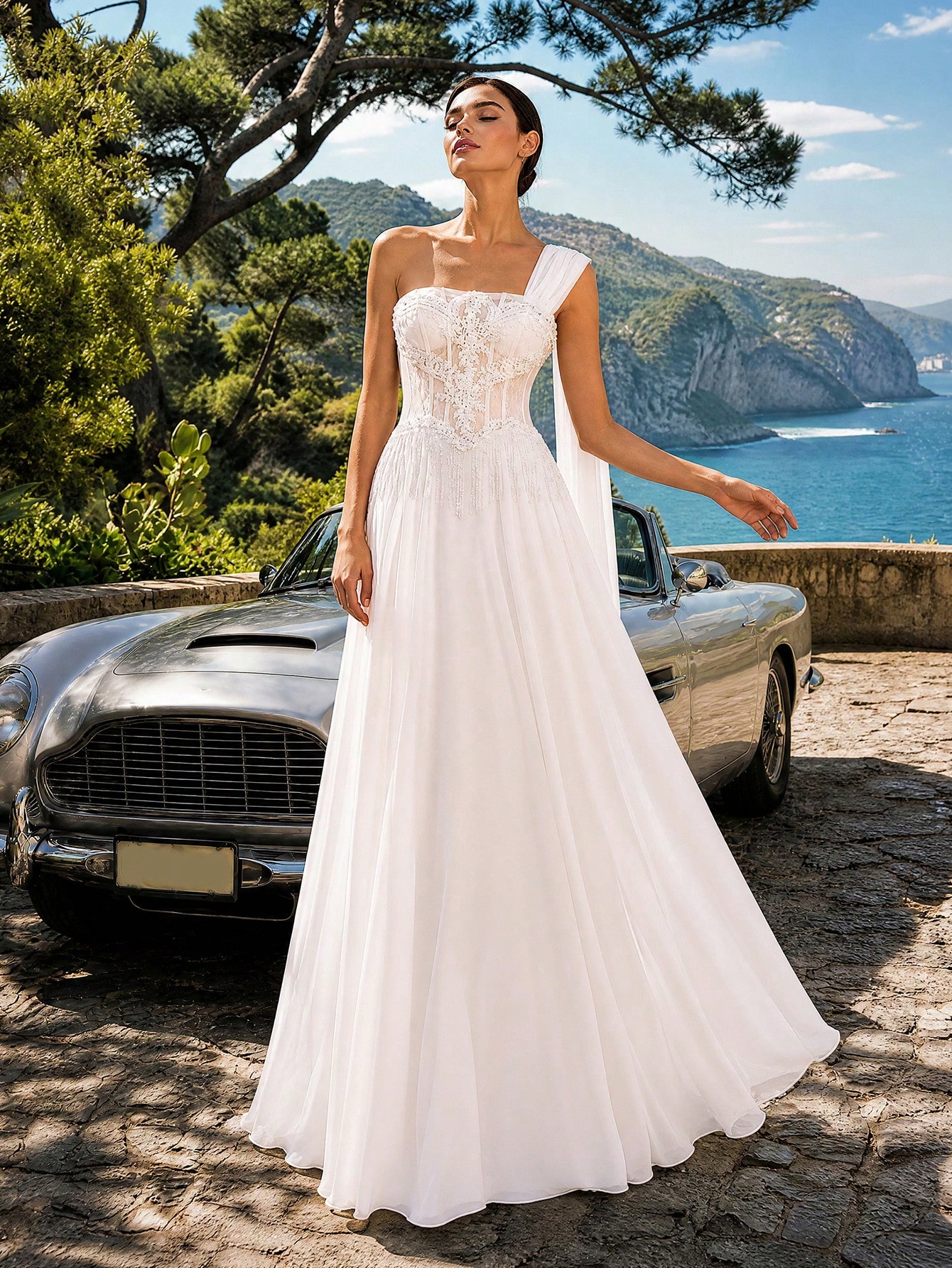 HEARBOBO Robe de mariée romantique à épaules dénudées avec broderie exquise de paillettes — vue 5