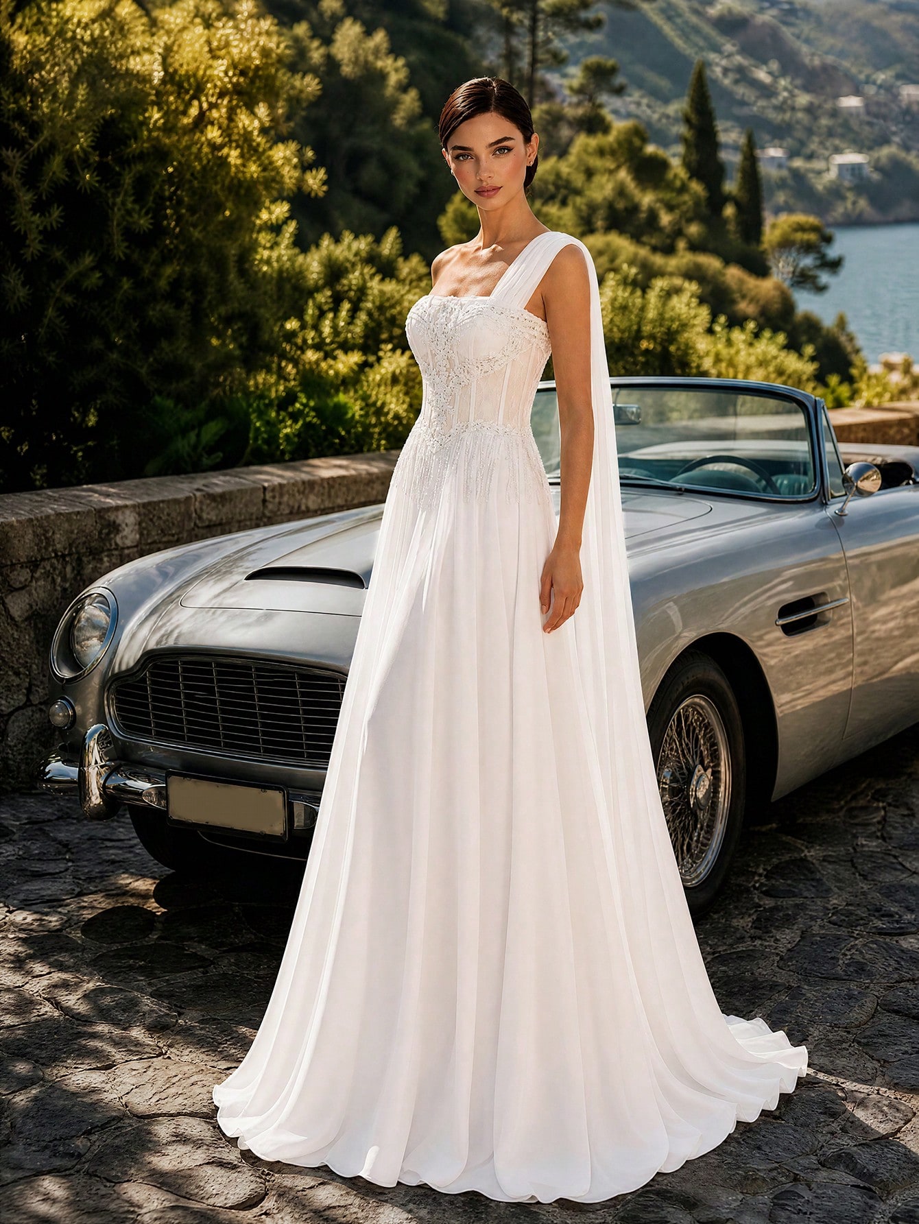 HEARBOBO Robe de mariée romantique à épaules dénudées avec broderie exquise de paillettes — vue 7
