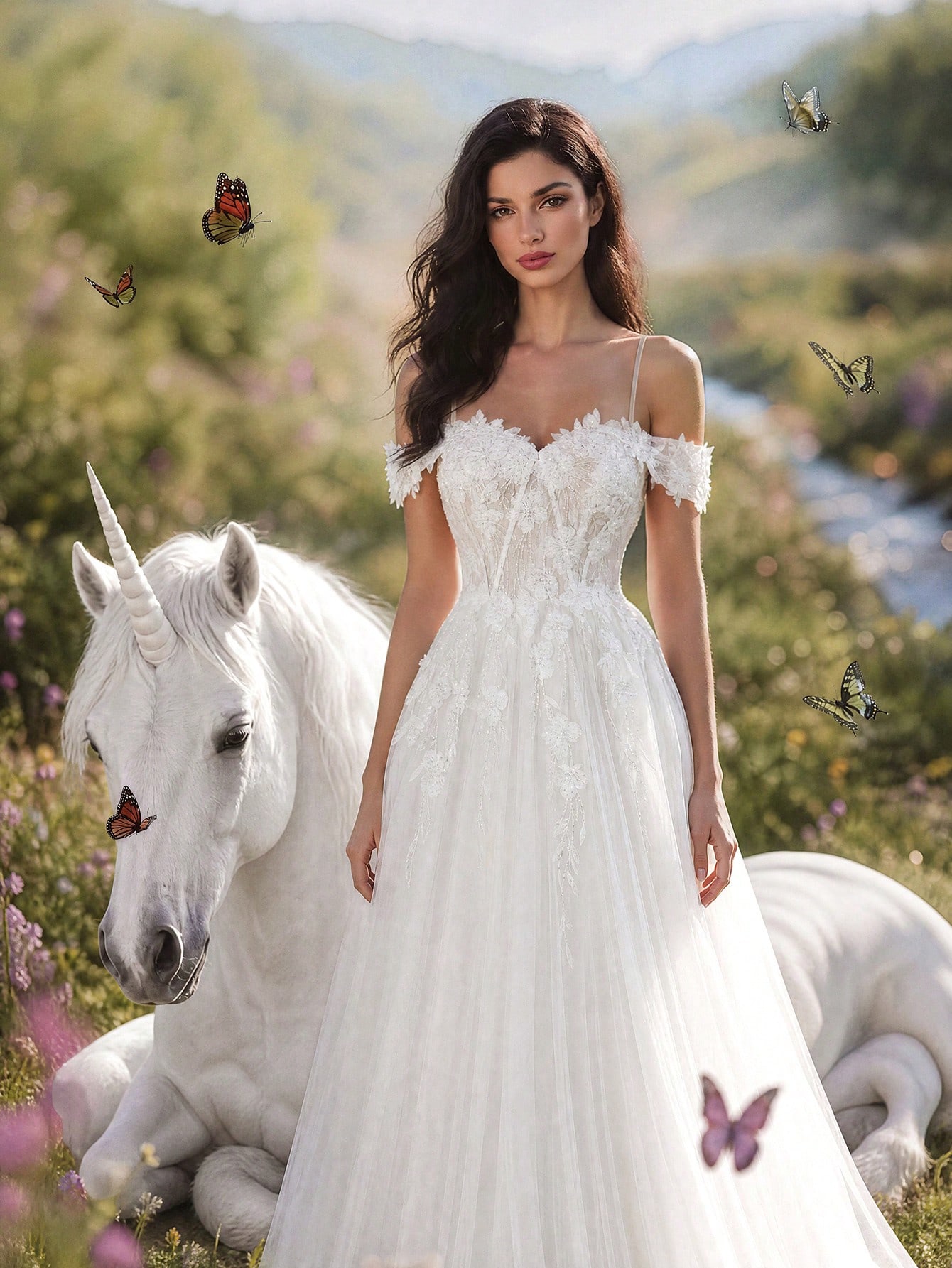 Robe de mariée élégante HEARBOBO pour femmes avec patchwork de maille et applique, taille — vue 4