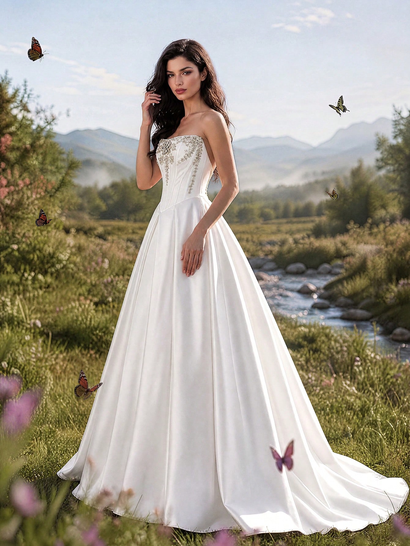 Elasola Robe de mariée blanche élégante HEARBOBO, robe longue sans manches de style A — vue 5