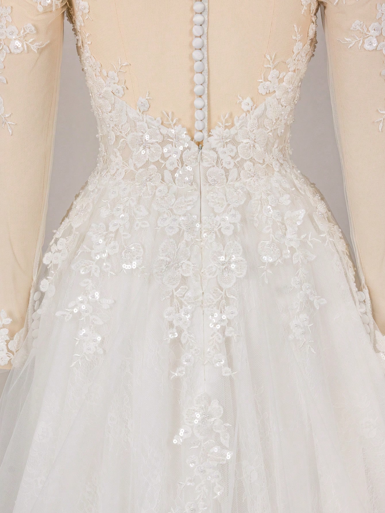 HEARBOBO Robe de mariée blanche élégante et longue avec manches longues en dentelle et — vue 2