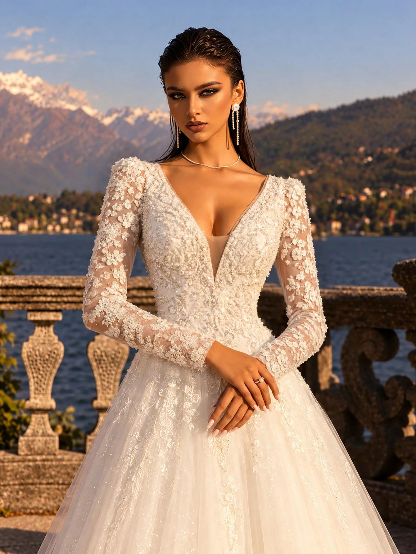 HEARBOBO Robe de mariée longue élégante de style bohème, robe de mariée à manches longues — vue 2