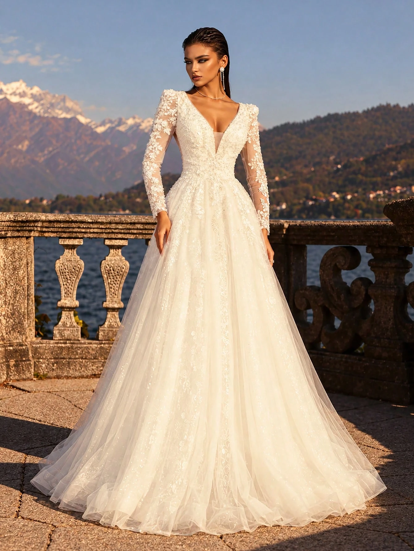 HEARBOBO Robe de mariée longue élégante de style bohème, robe de mariée à manches longues — vue 5