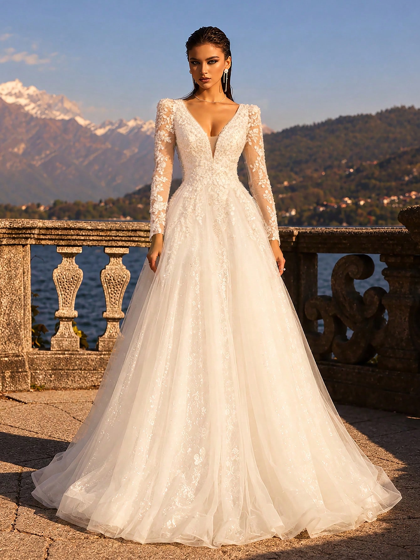 HEARBOBO Robe de mariée longue élégante de style bohème, robe de mariée à manches longues — vue 4