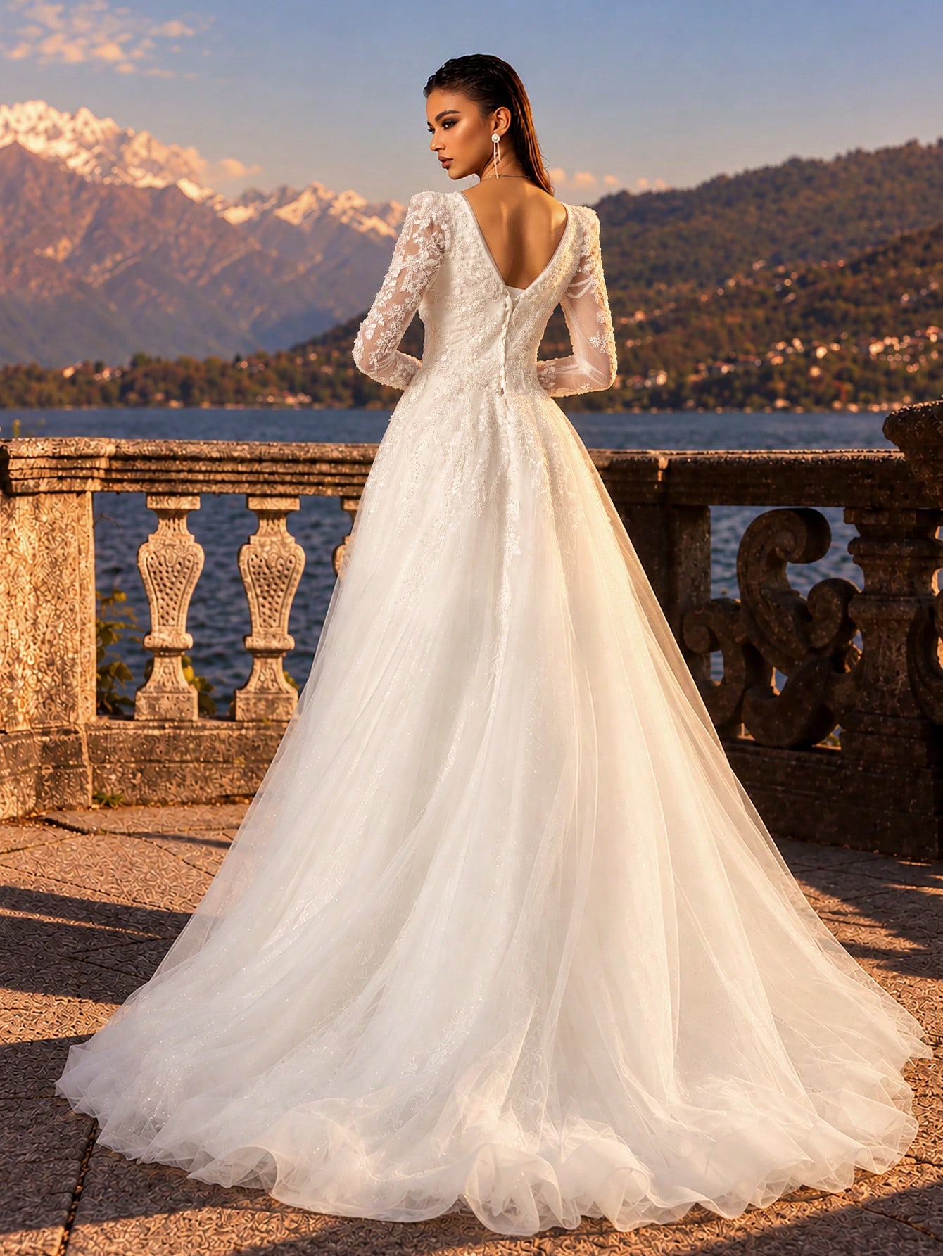 HEARBOBO Robe de mariée longue élégante de style bohème, robe de mariée à manches longues — vue 3