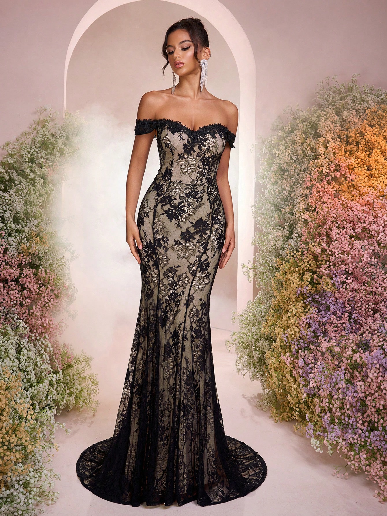 Glamrae Robe de mariée élégante et glamour à manches longues amovibles, épaules dénudées, — vue 8