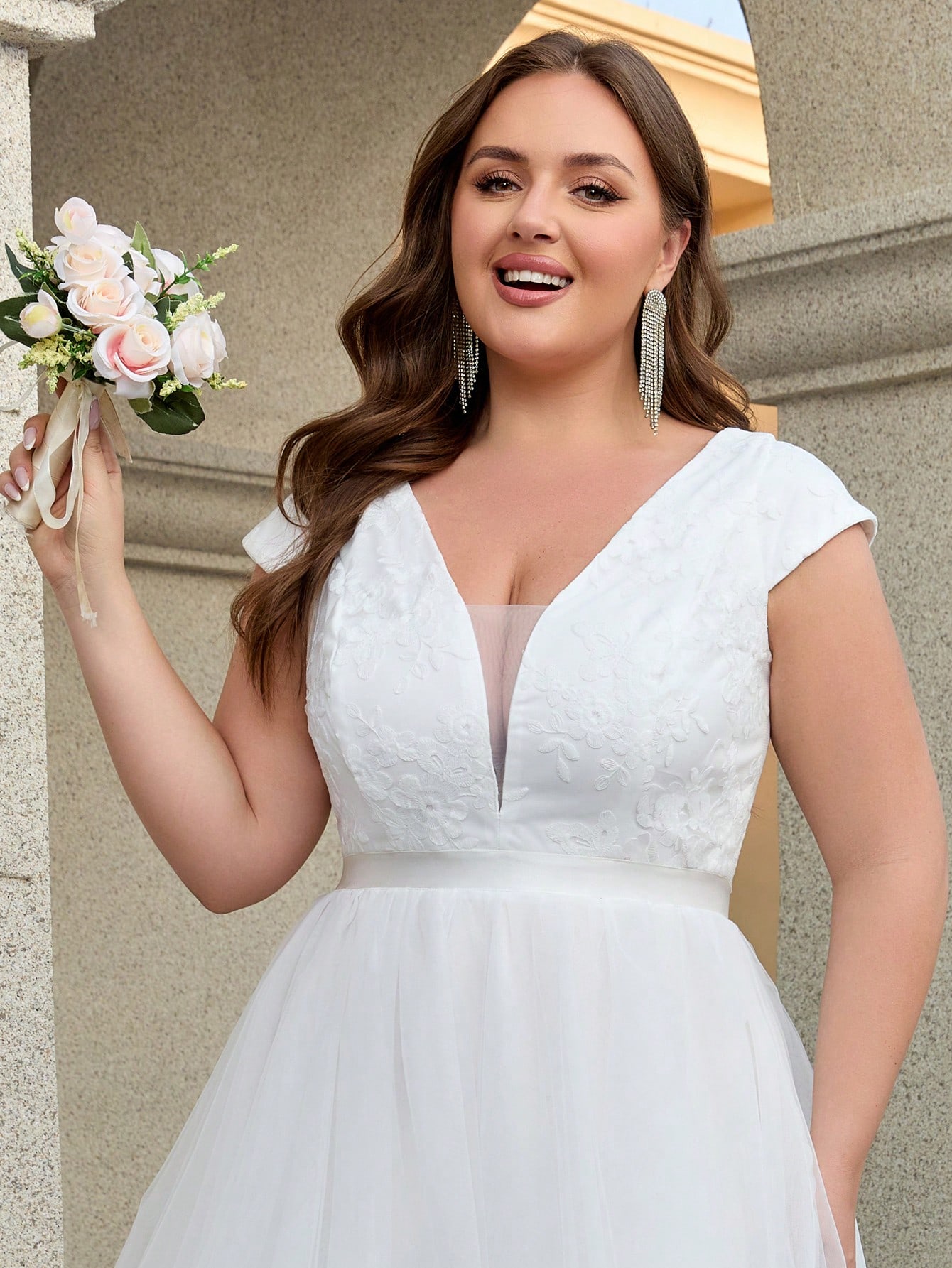 Robe de mariée grande taille pour femme, élégante, couleur unie, romantique, mature, — vue 7