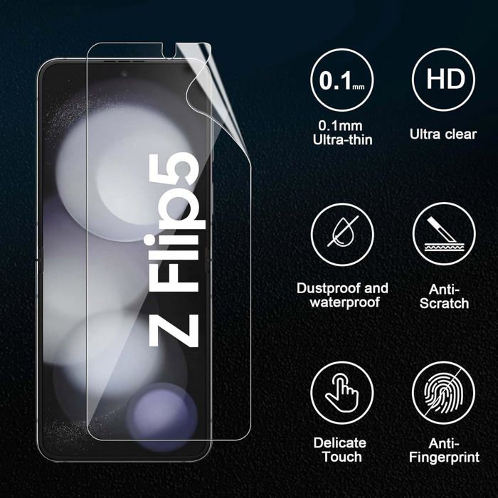 Pour Samsung Galaxy Z Flip 5 5G/ Z Flip5 Protection écran, 2+2 Pièces TPU Protecteurs — vue 2