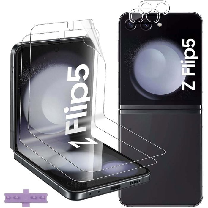 Pour Samsung Galaxy Z Flip 5 5G/ Z Flip5 Protection écran, 2+2 Pièces TPU Protecteurs