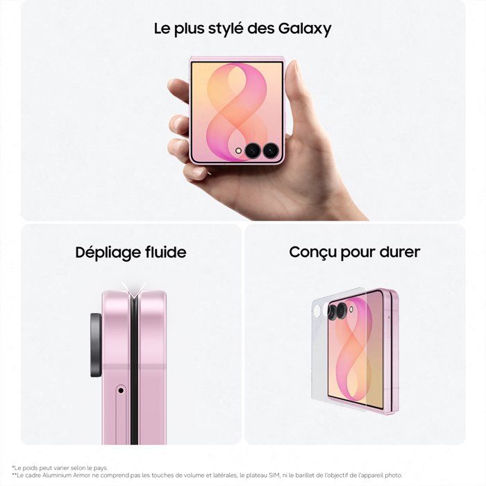 SAMSUNG Galaxy Z Flip8 AI Smartphone pliable 256 Go Rose - version française — vue 3