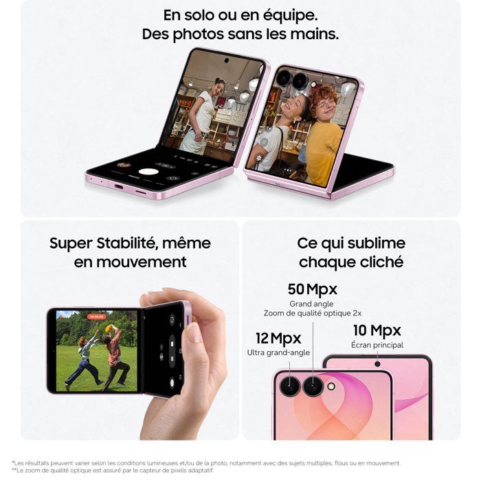 SAMSUNG Galaxy Z Flip8 AI Smartphone pliable 256 Go Rose - version française — vue 5