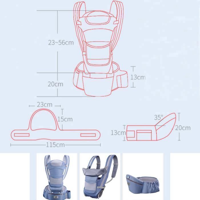 Porte-bébé Multifonctionnel INSFITY - Bleu - 0-48 Mois - Coton - Max 20KG — vue 2