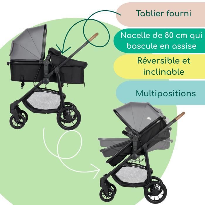 BEBECONFORT HAZE Poussette 3 en 1, Assise transformable en nacelle + siège auto i-Size + — vue 5