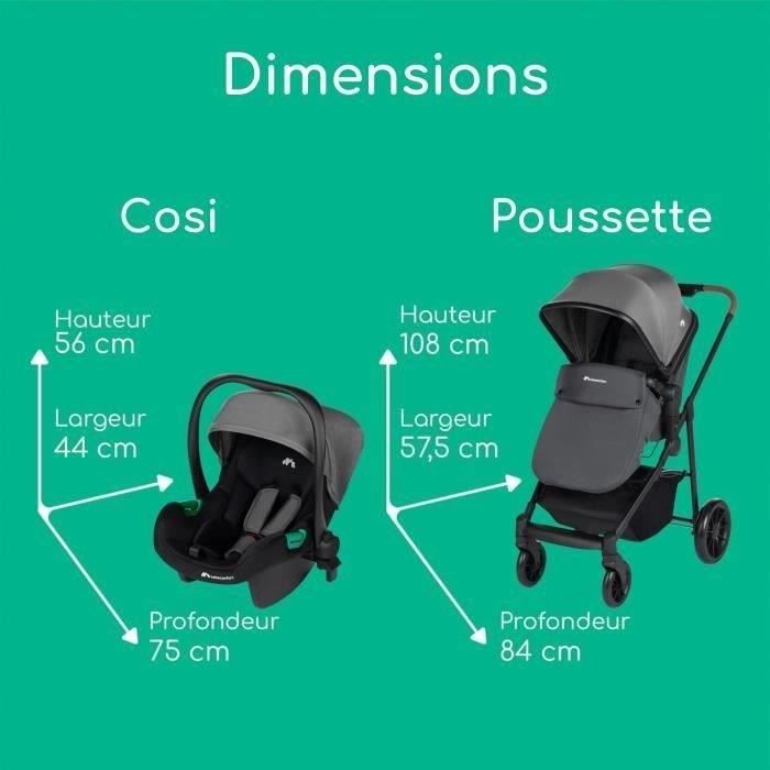 BEBECONFORT HAZE Poussette 3 en 1, Assise transformable en nacelle + siège auto i-Size + — vue 7