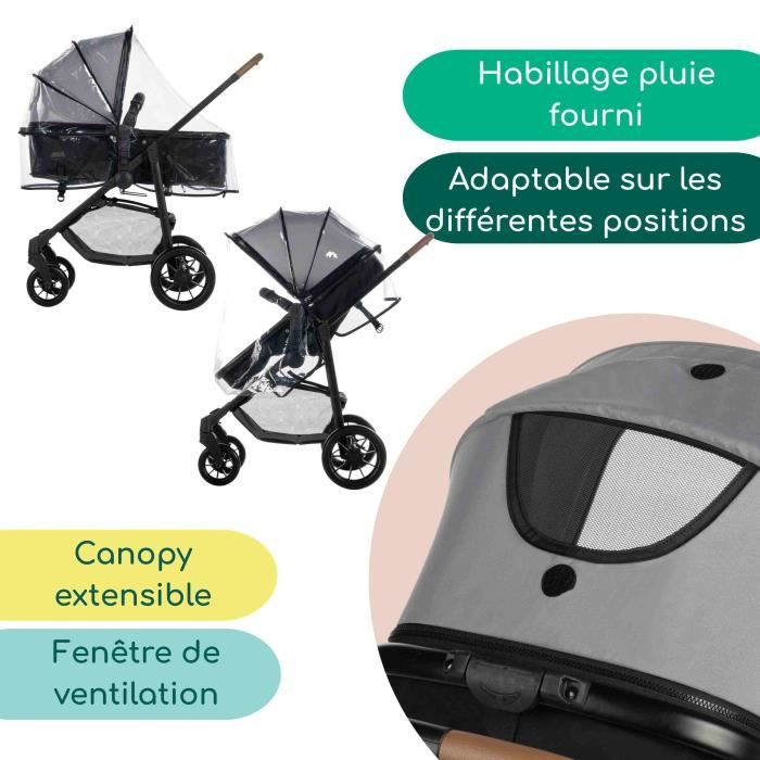 BEBECONFORT HAZE Poussette 3 en 1, Assise transformable en nacelle + siège auto i-Size + — vue 8