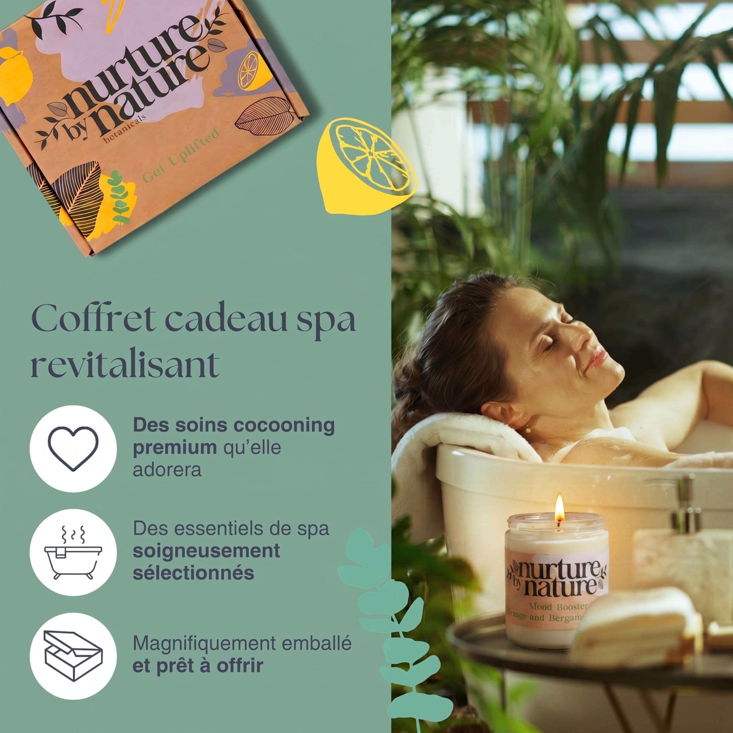 Nurture by Nature Coffret Bien-Être Femme – Set Bain Énergisant, Vegan — vue 3