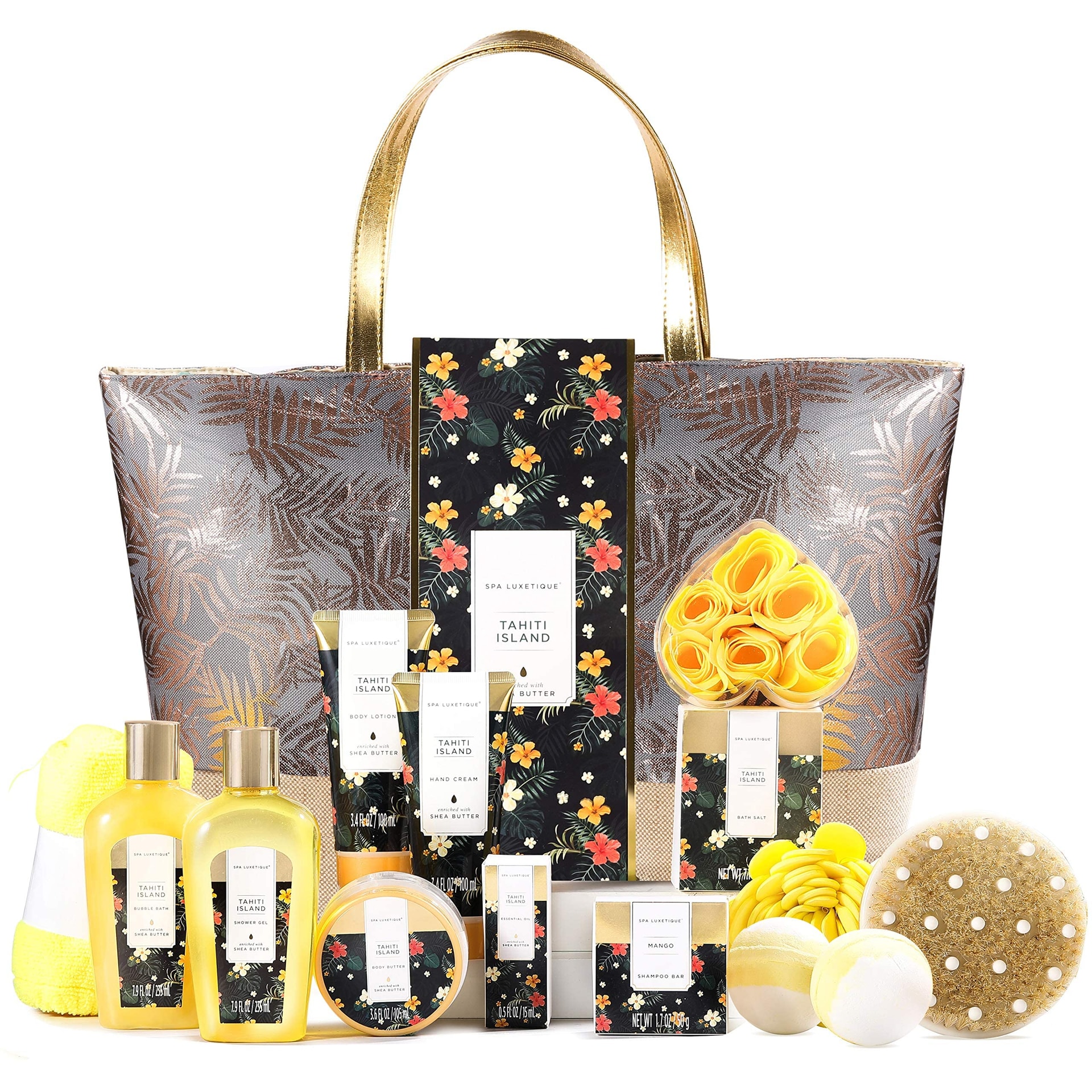 Spa Luxetique Coffret Cadeau Femme-15pcs Tropique Coffret de Bain avec le Beurre de