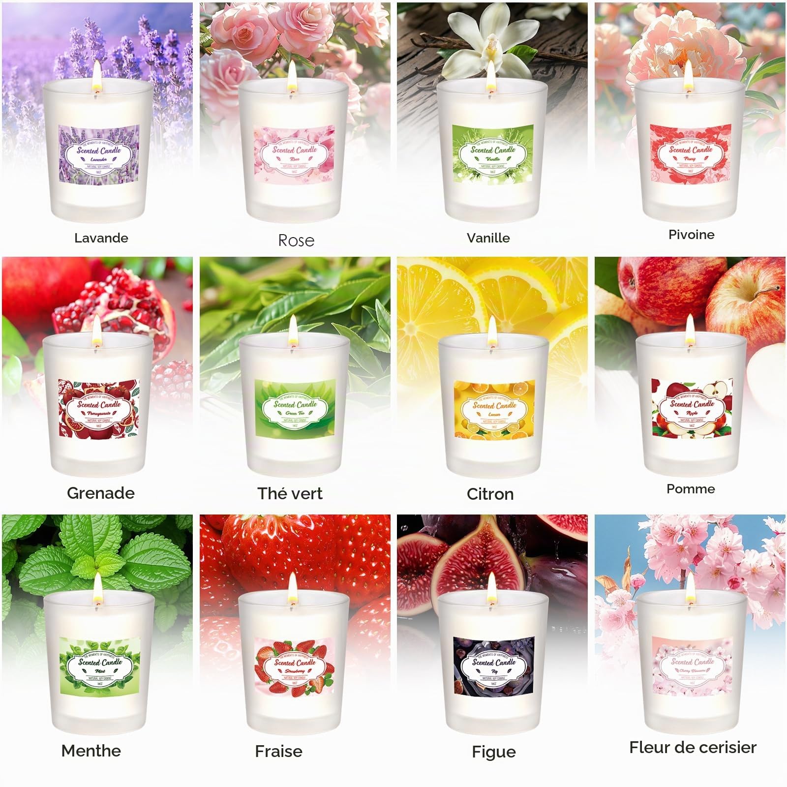 Bougies parfumées dans un verre, coffret cadeau bougies de Noël pour femmes — vue 2