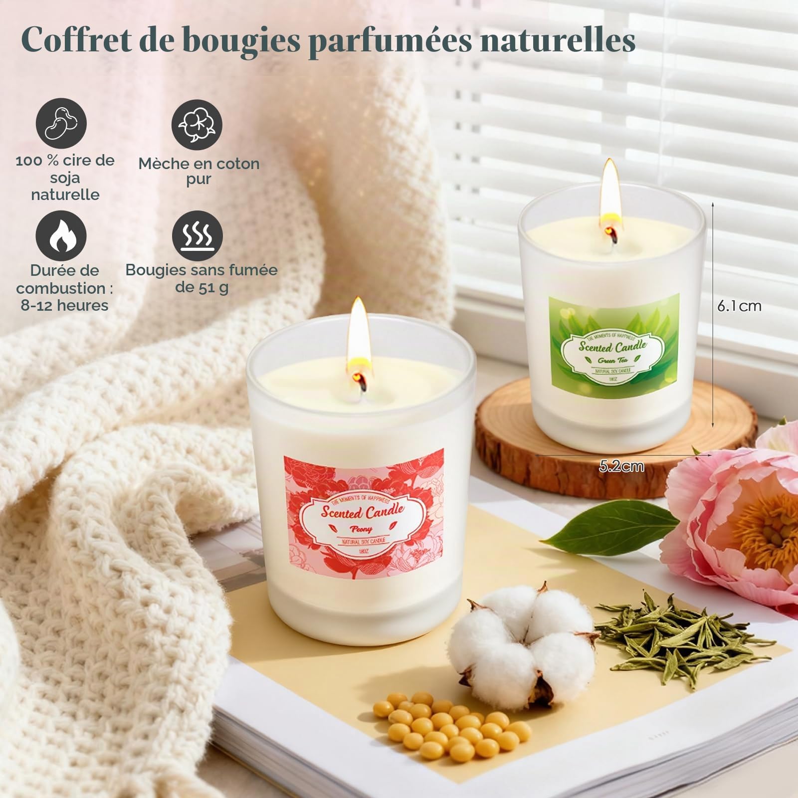 Bougies parfumées dans un verre, coffret cadeau bougies de Noël pour femmes — vue 3