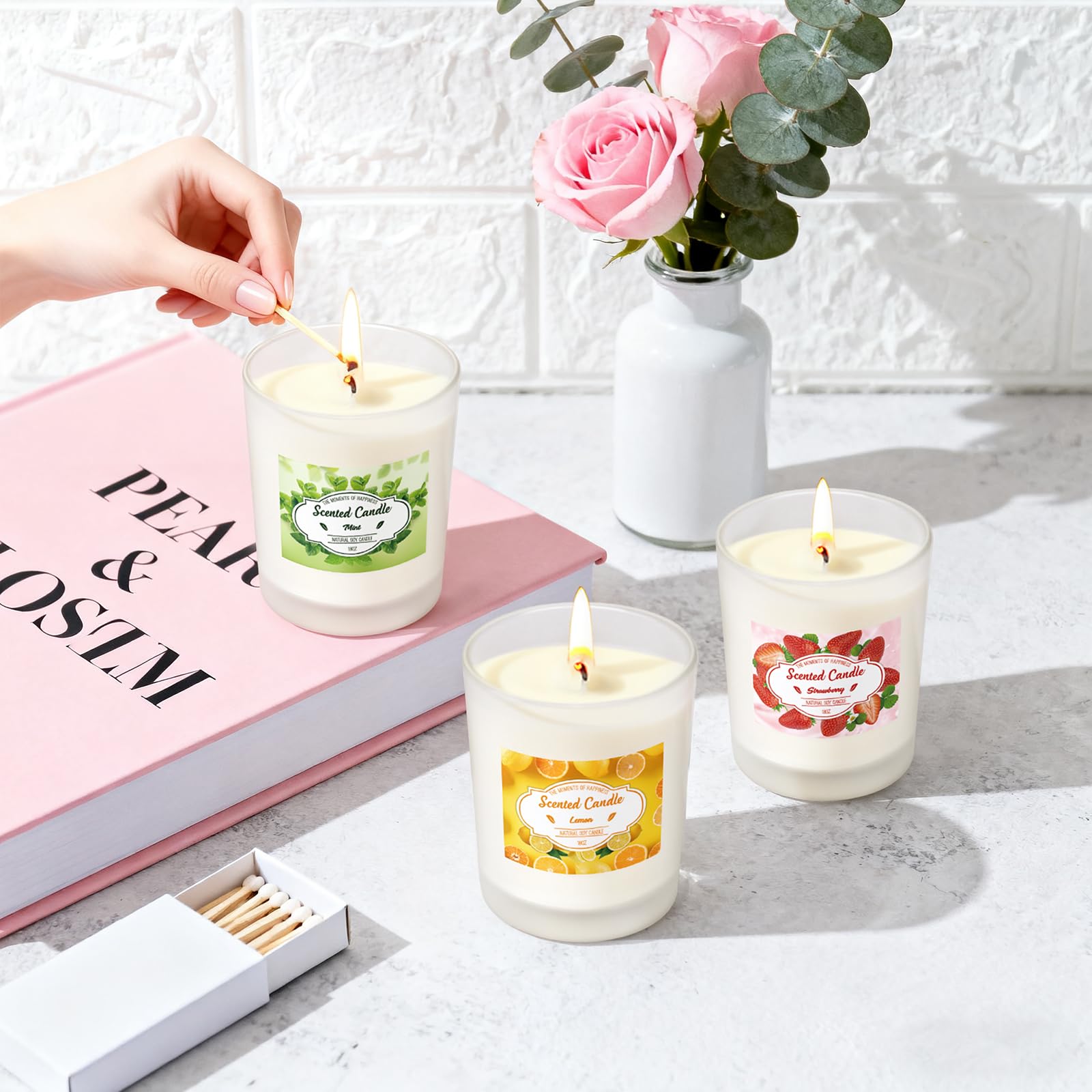 Bougies parfumées dans un verre, coffret cadeau bougies de Noël pour femmes — vue 4