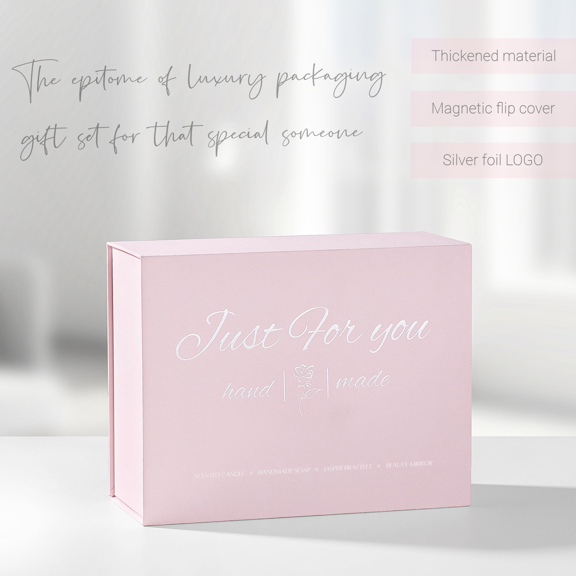 Coffret Cadeau Luxe pour Femme - Bougie Parfumée 350g, Bracelet Lave & Jaspe, Savon Rose — vue 4