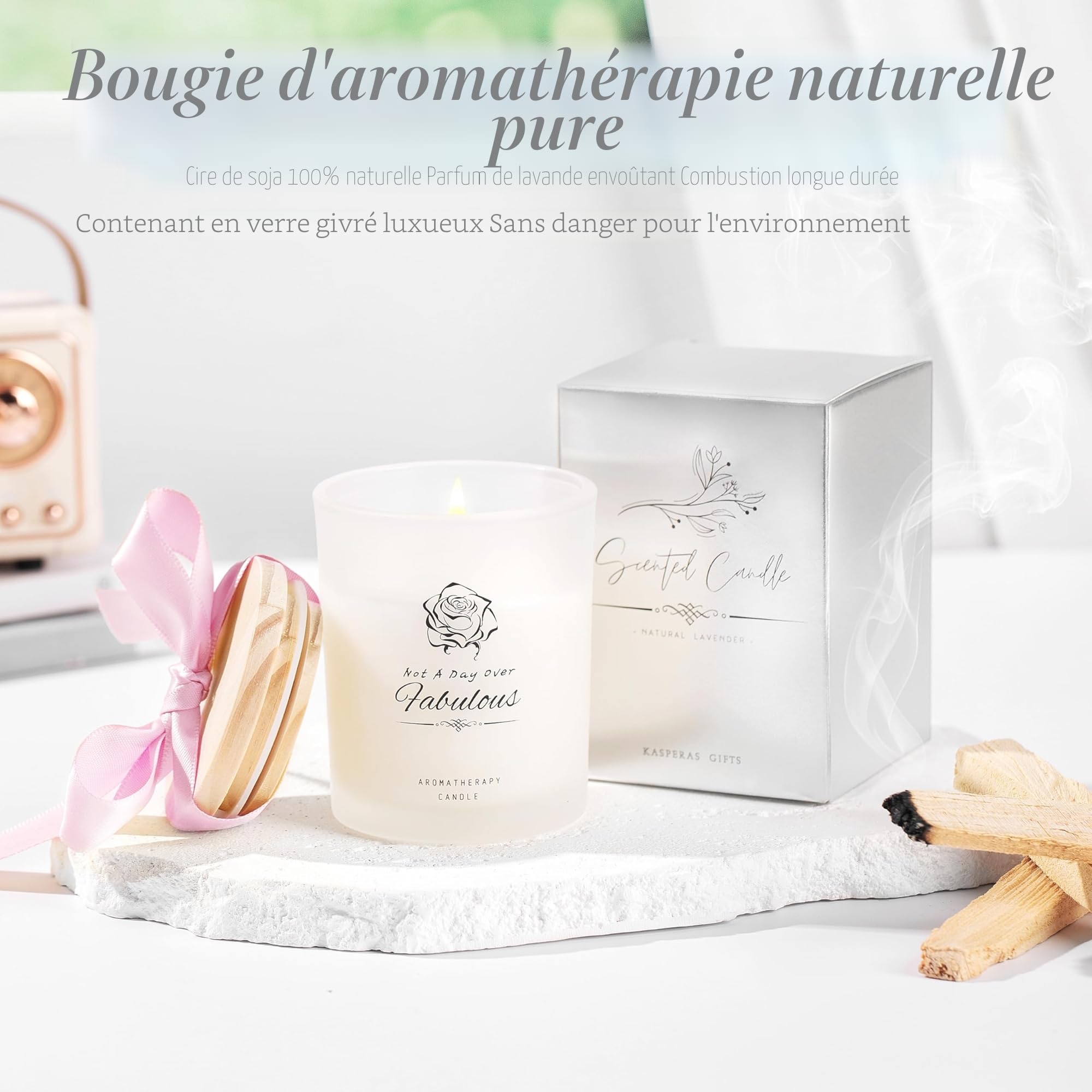 Coffret Cadeau Femme Bien-Être – Plaid Doux, Mug Isotherme, Bougie Parfumée, Savon Rose, — vue 3