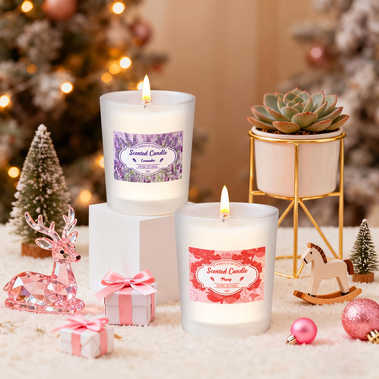 Bougies parfumées dans un verre, coffret cadeau bougies de Noël pour femmes — vue 7