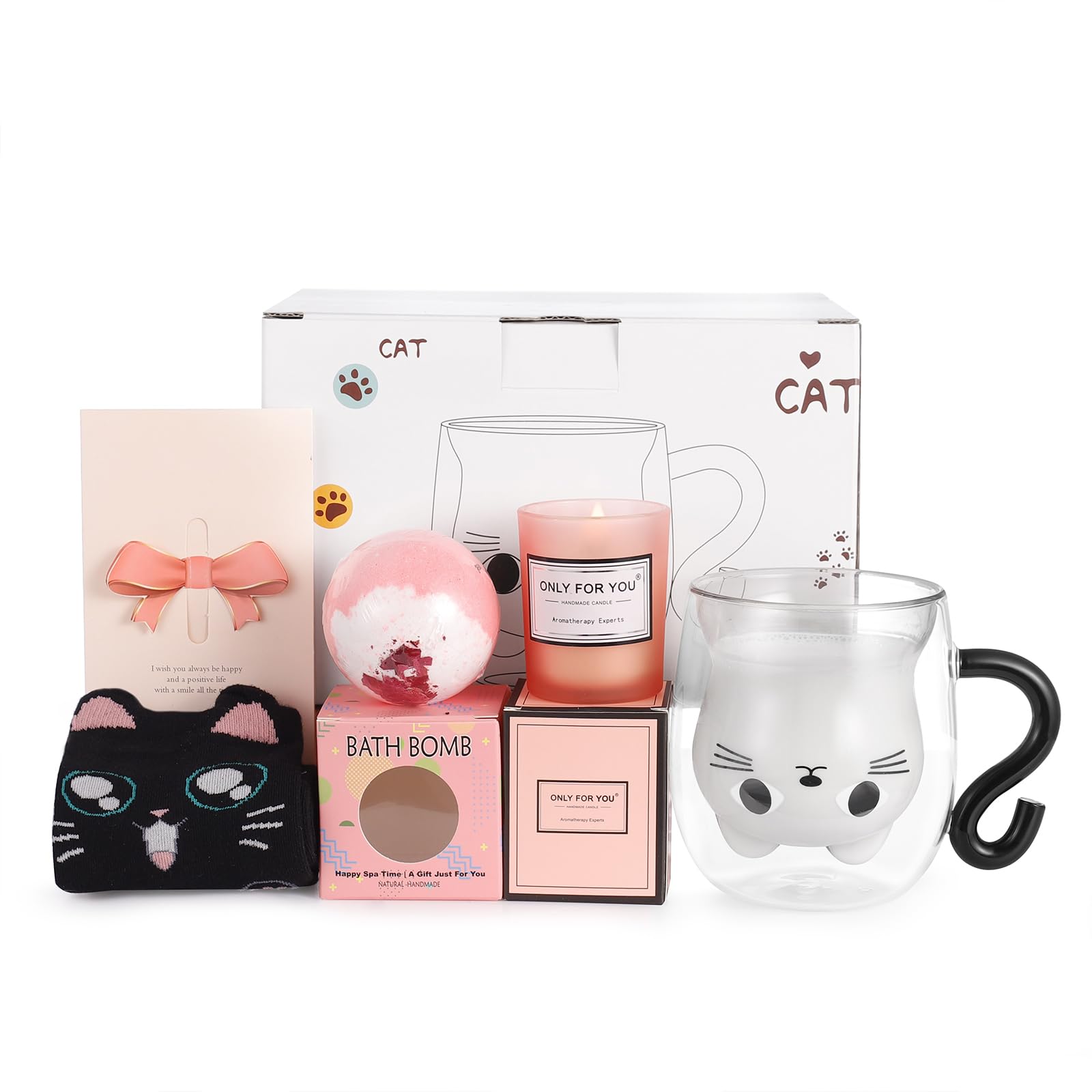 Qinhai Tasse Chat Coffret Femme Cadeau, Cadeau de Noël Original