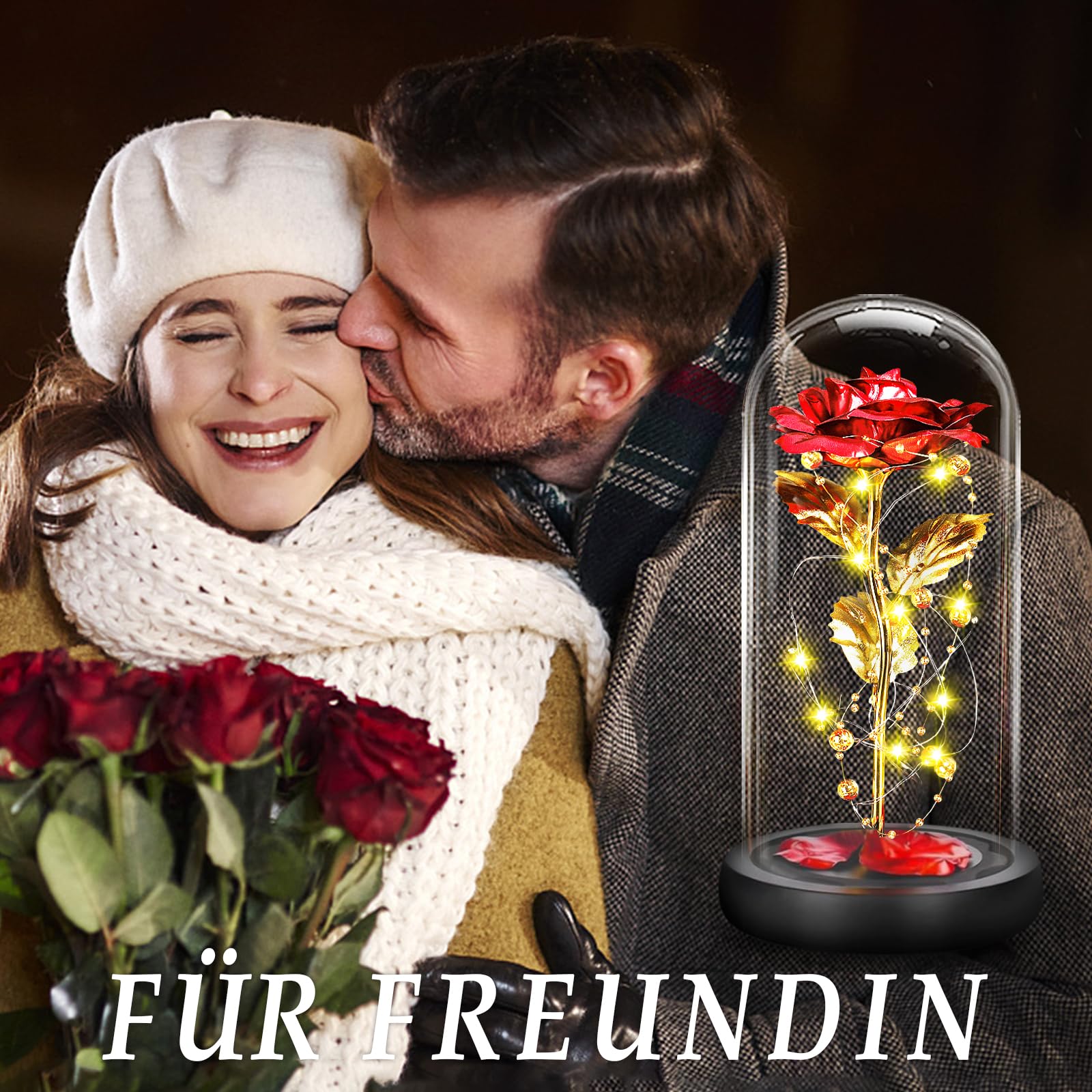 BOLEi Rose Eternelle Cadeau Femme, Rose Rouge LED(Rose Rouge Classique) — vue 2
