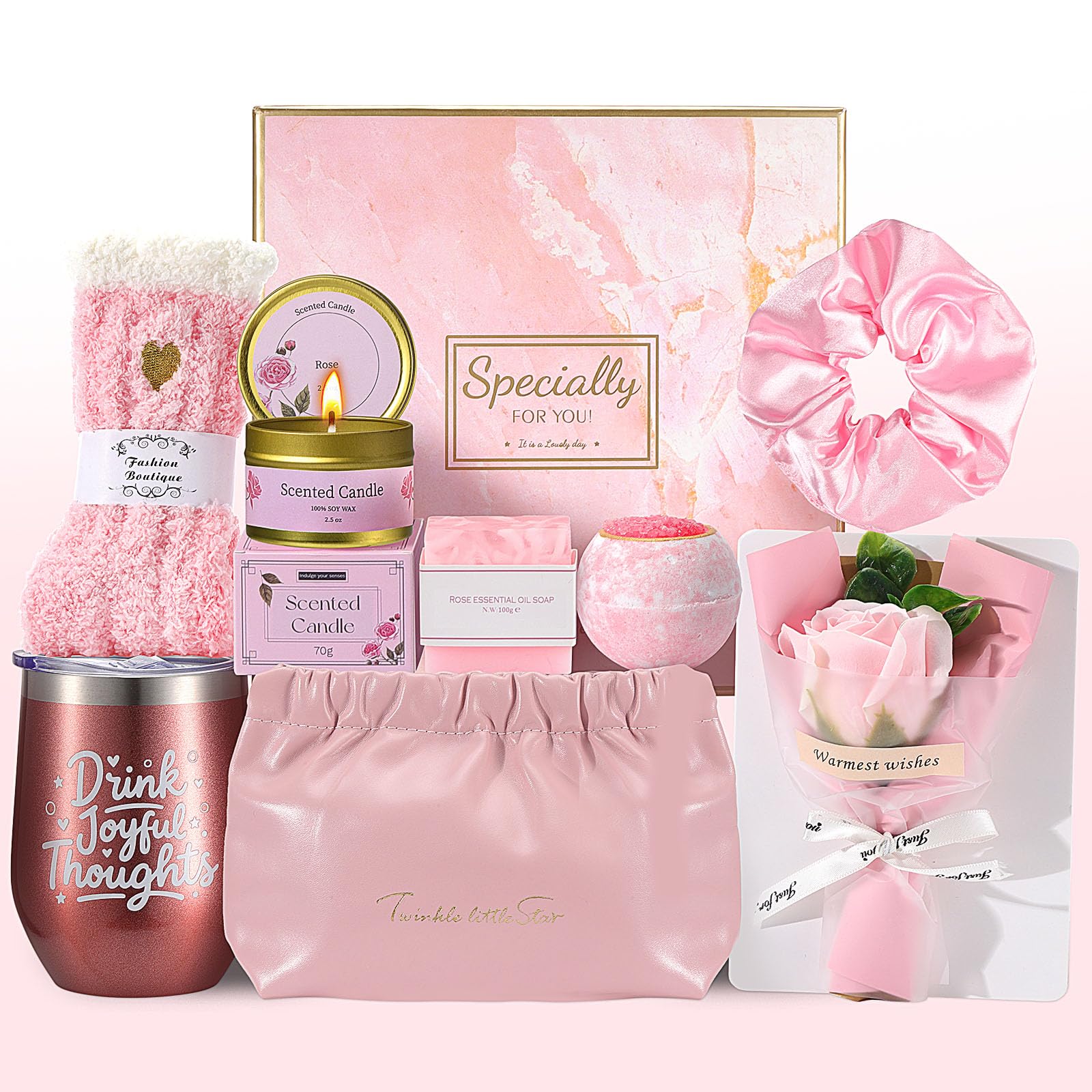 Coffret Cadeau Femme, Cadeau Femme Anniversaire Original Rose