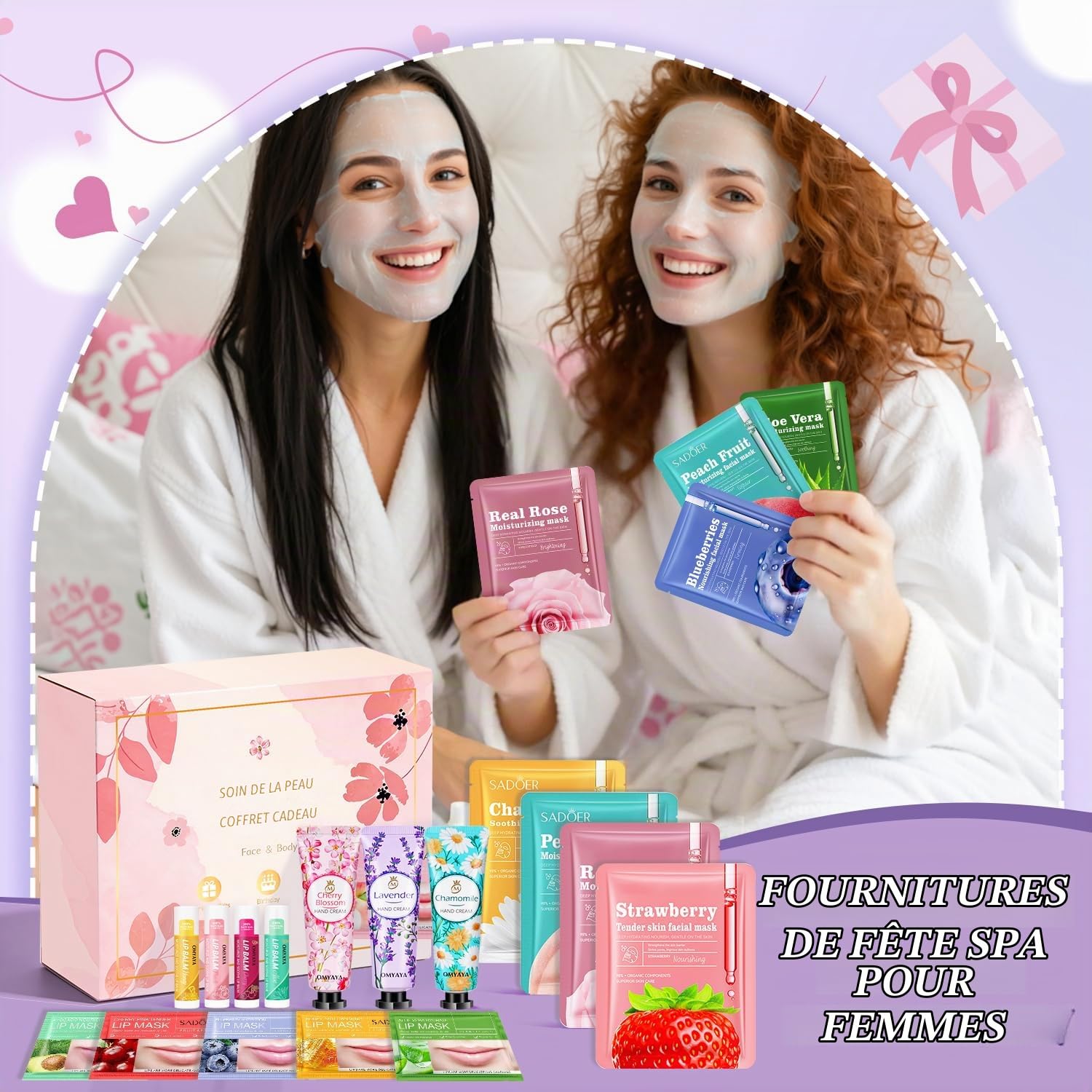 Masque Visage Coffret Cadeau Femme, Coffret Beauté femme con Face Mask, Crème pour les — vue 6
