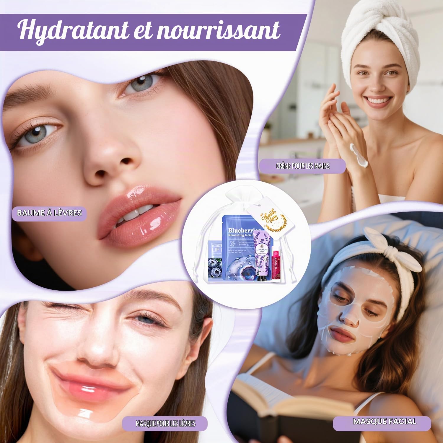 Masque Visage Coffret Cadeau Femme, Coffret Beauté femme con Face Mask, Crème pour les — vue 3