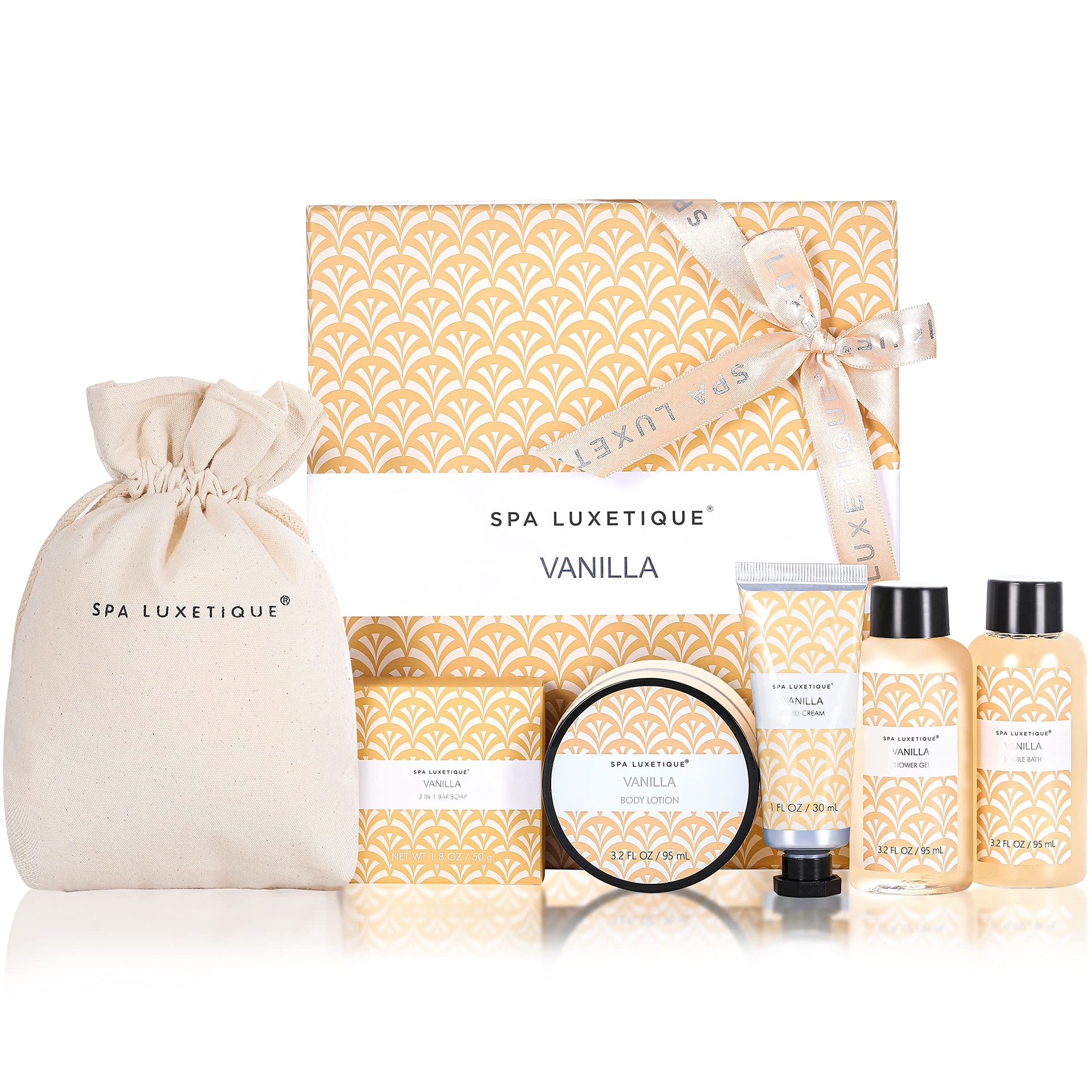 Spa Luxetique Coffret Cadeau Femme, 6PC Vanille Coffret Beauté Femme Compris Gel Douche,