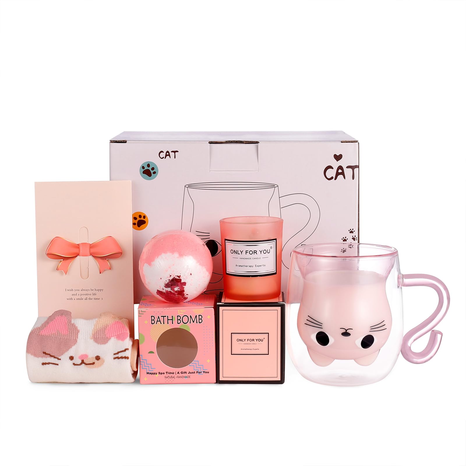 Qinhai Tasse Chat Coffret Femme Cadeau, Cadeau de Noël Original