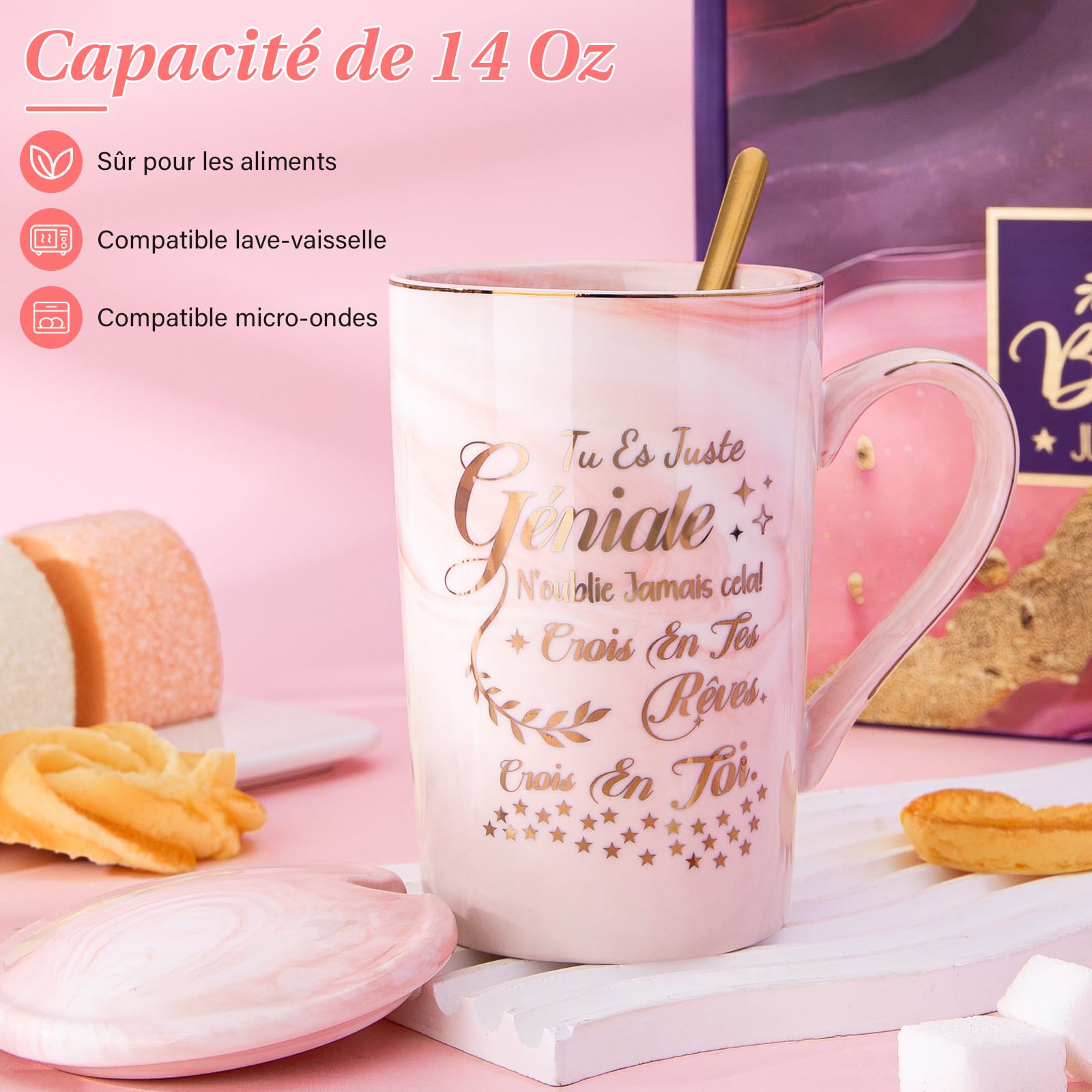 Cadeau Femme, Cadeau Anniversaire Noel Femme, 14oz Mug en Céramique Coffret — vue 3