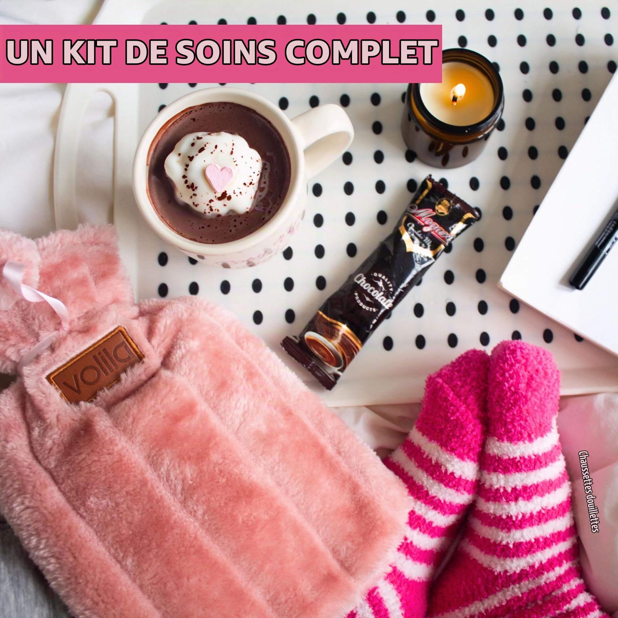 Coffret Cadeau Bouillotte - Bouillotte eau Chadue Rose avec Une Tasse, Une Bouillotte de — vue 7