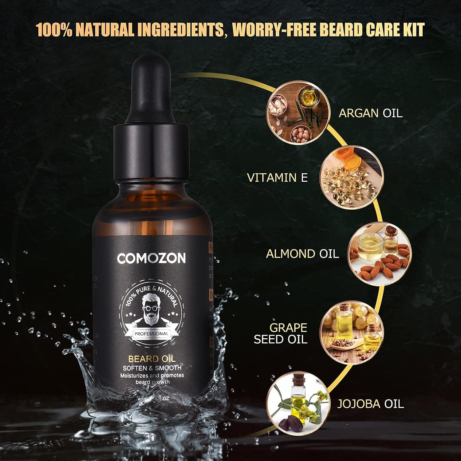 Comozon Kit Barbe Homme Complet 12 en 1, Rasoir, Rouleau Barbe, Lames Barbe — vue 5