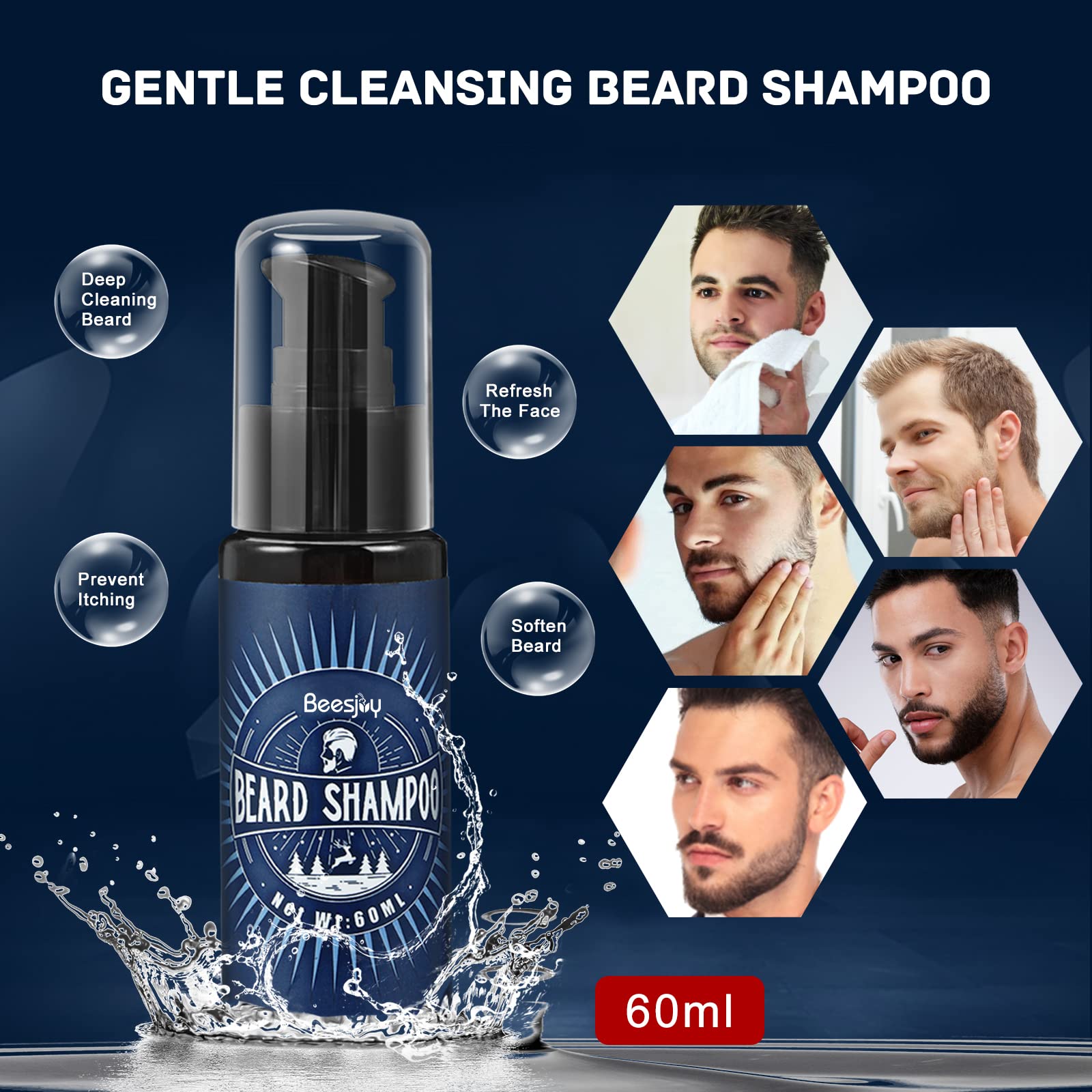 Beesjuy Coffret Barbe Homme 11-en-1 Huile Crème Shampoing Brosse Ciseaux — vue 6